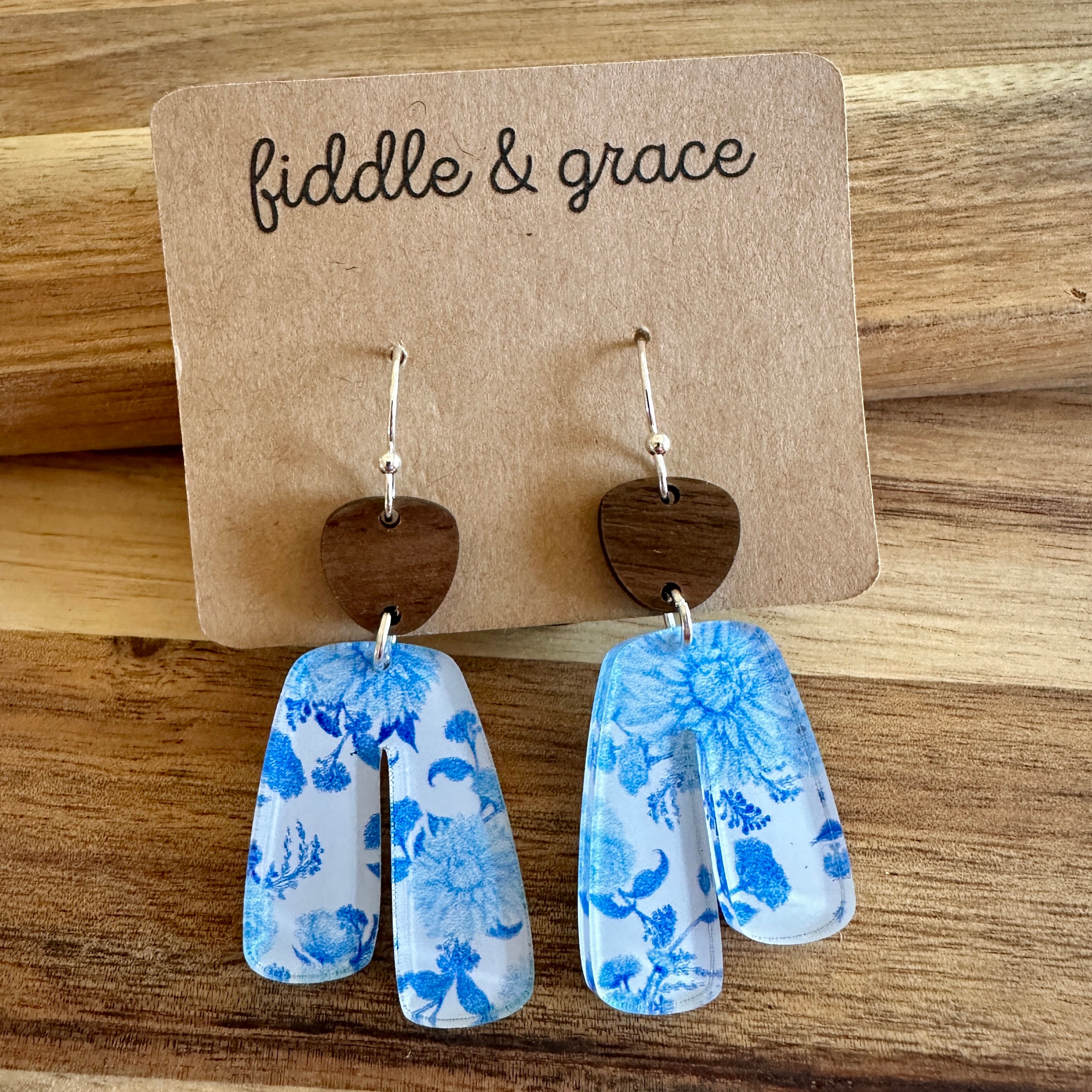 Earrings | Wood Earrings | Chinoiserie Earrings | Acrylic...