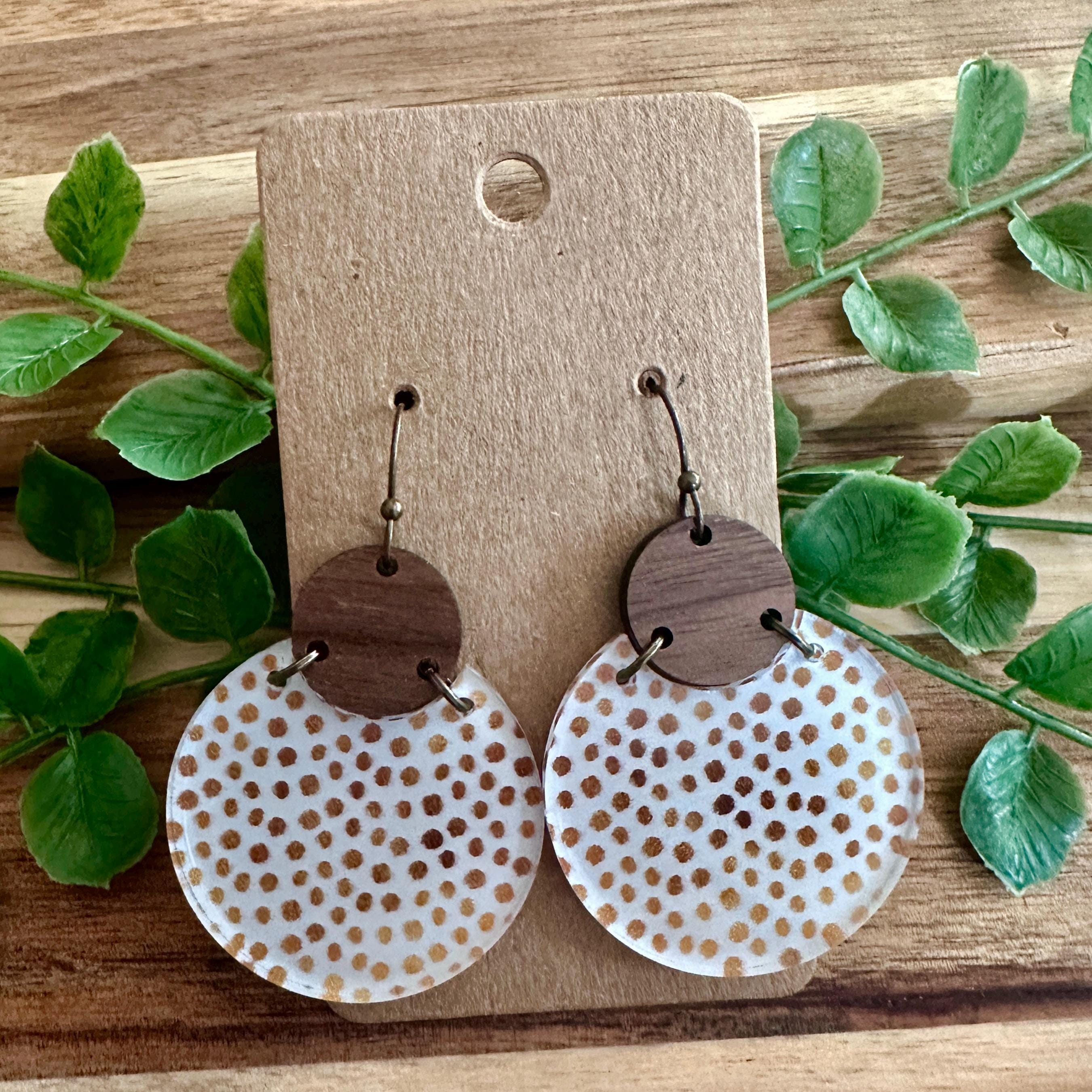 Earrings | Dangle Earrings | Acrylic and Wood Earrings |...