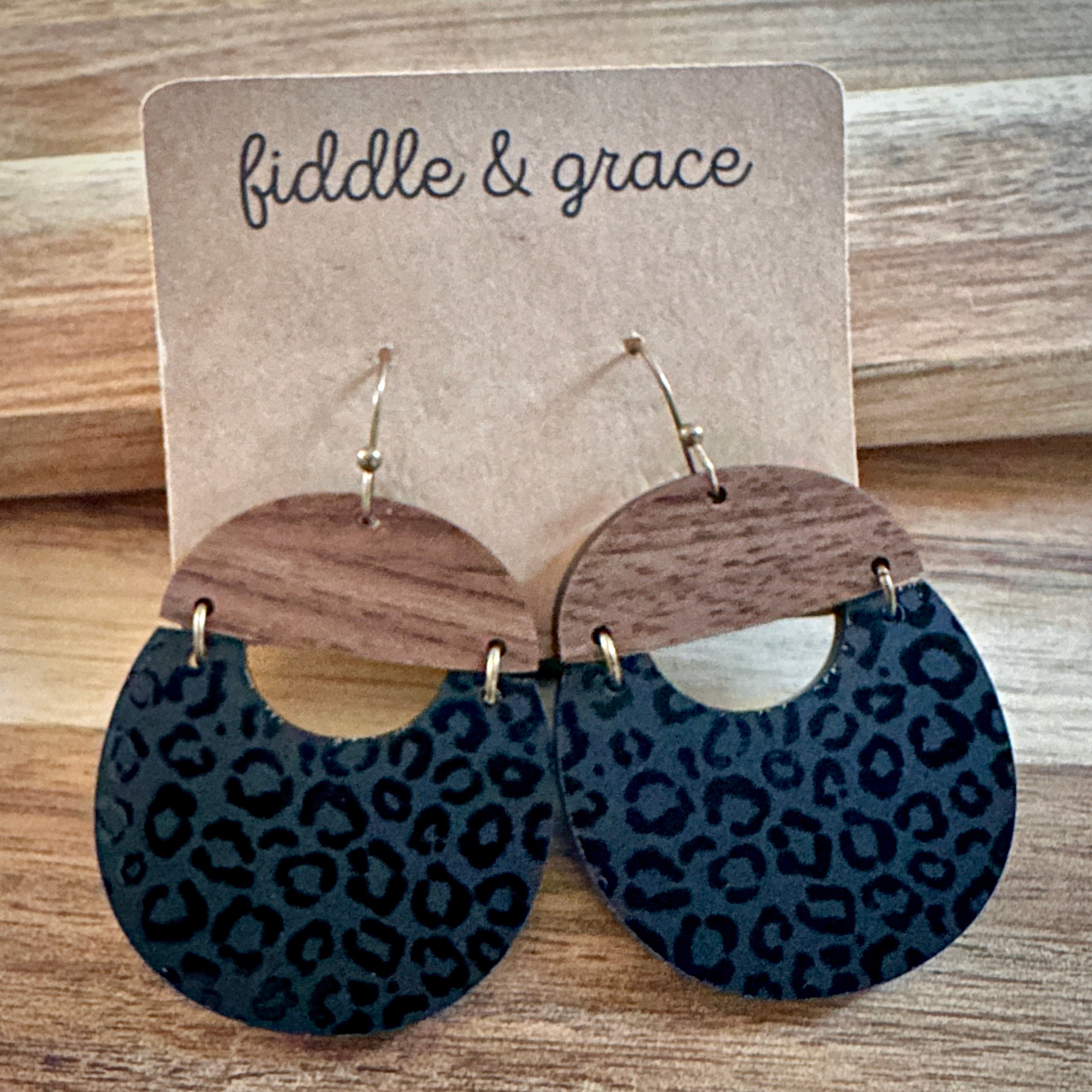 Earrings | Wood Earrings | Leopard Print Earrings | Dangl...