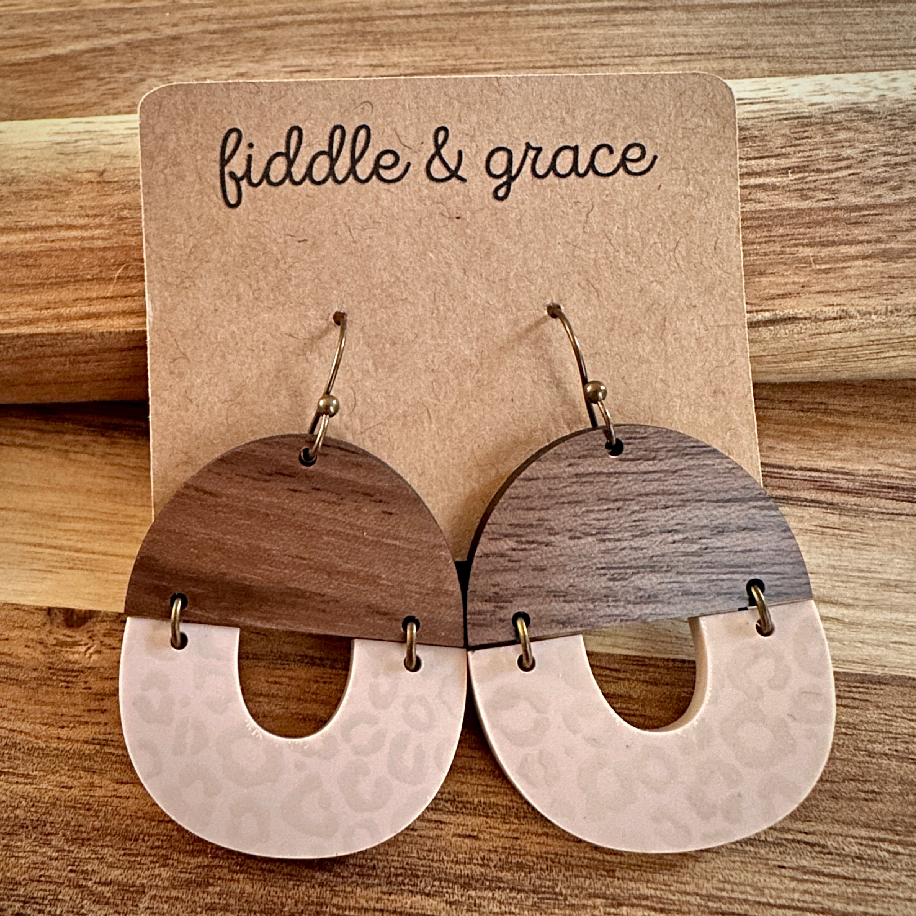 Earrings | Wood Earrings | Leopard Print Earrings | Dangl...