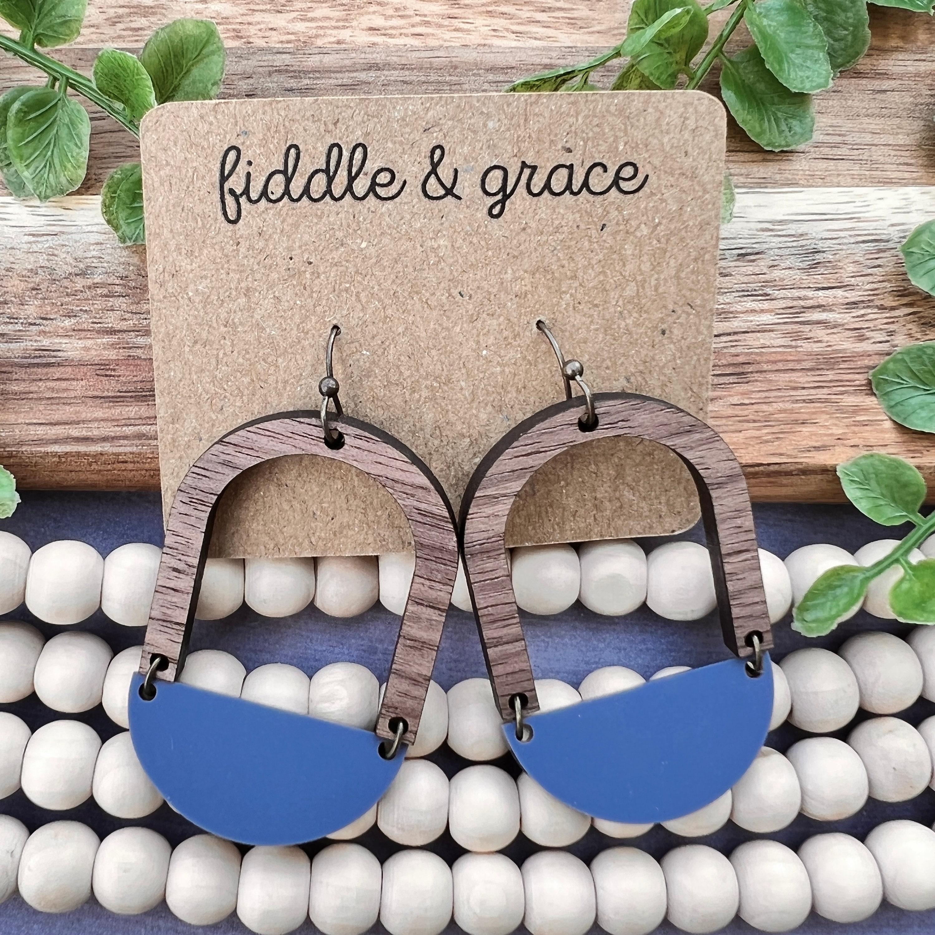 Earrings | Wood Earrings | Dangle Earrings | Acrylic and...