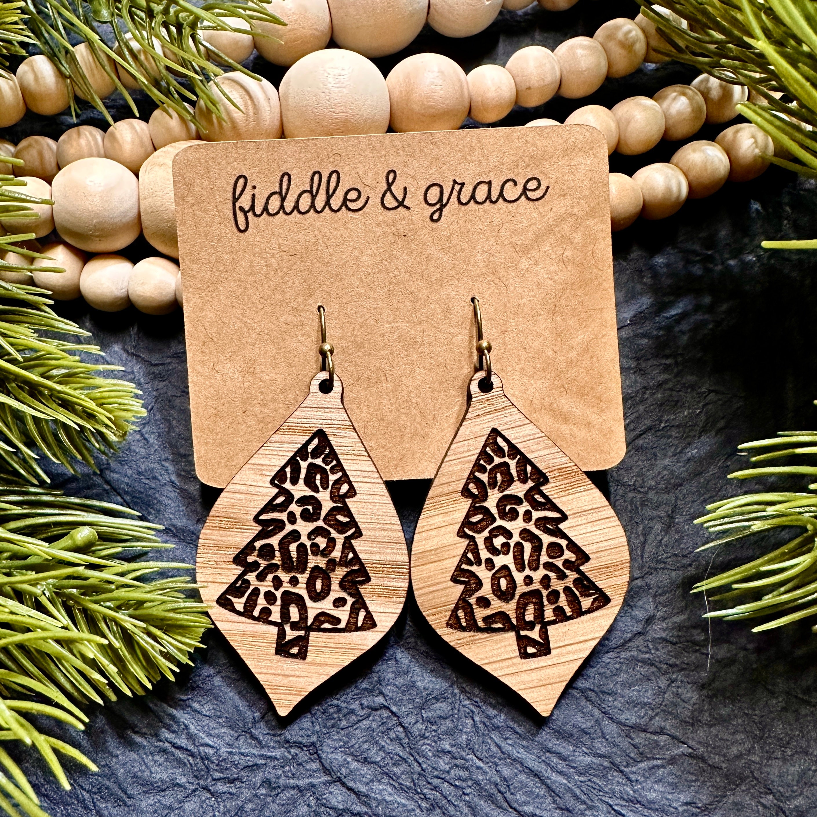 Christmas Earrings | Christmas Tree Earrings | Leopard Ea...