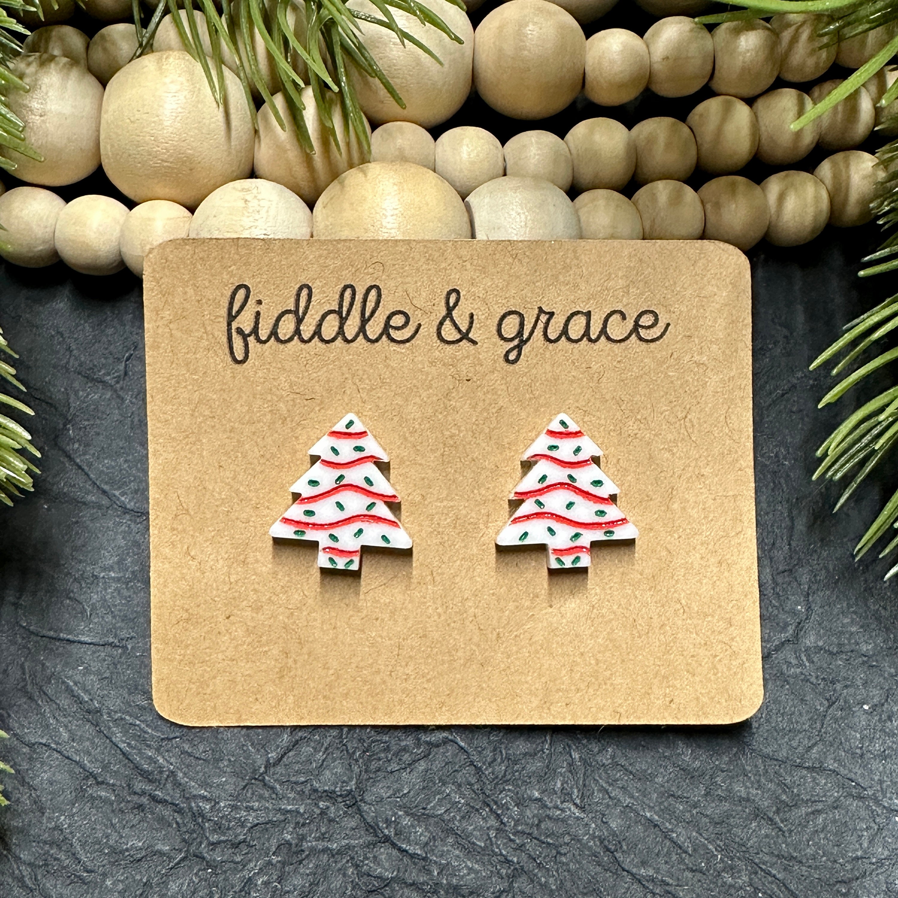 Christmas Tree Earrings | Snack Cake Earrings | Christmas...