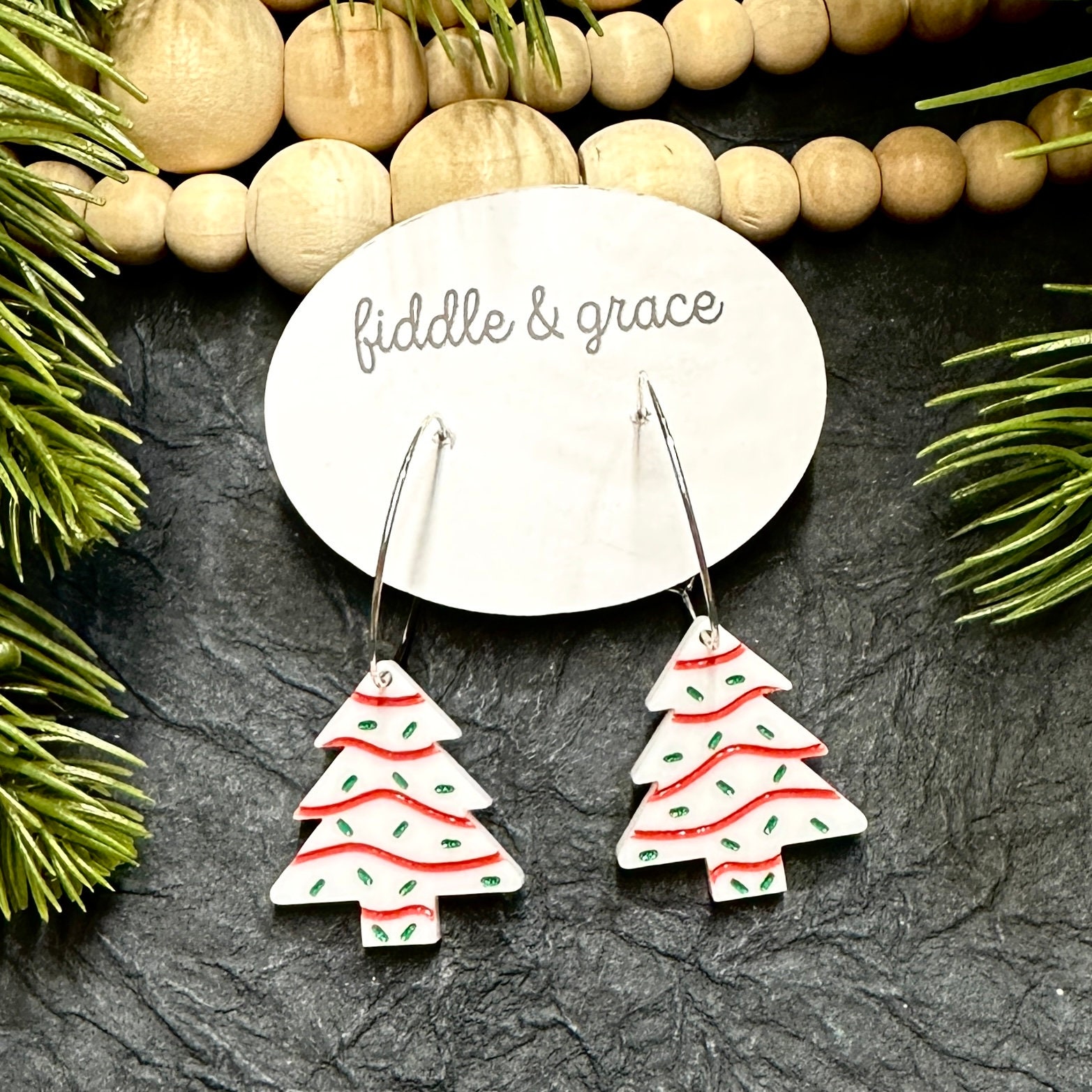 Christmas Tree Earrings | Snack Cake Earrings | Christmas...