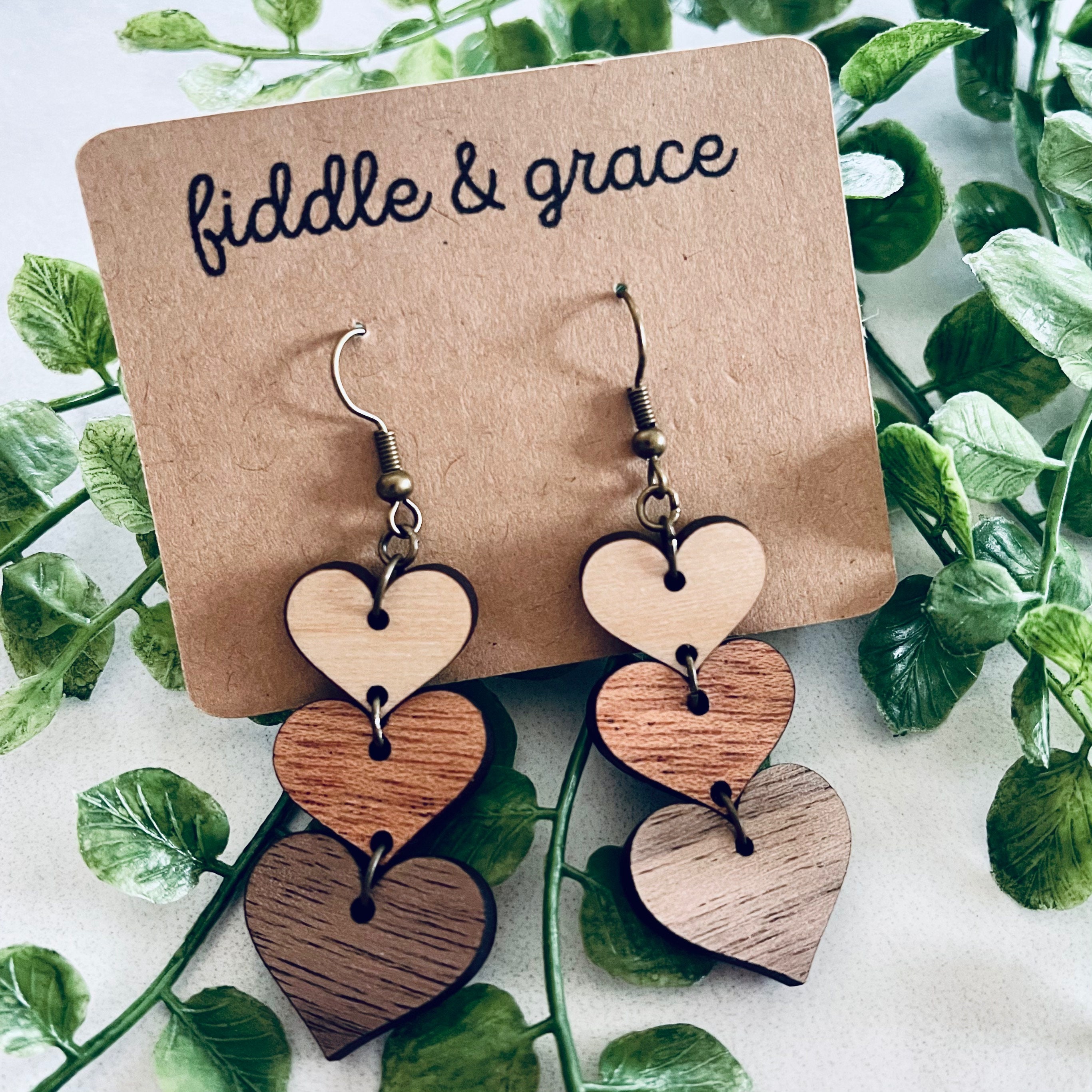 Earrings | Valentine's Day Earrings | Wood Earrings | Hea...