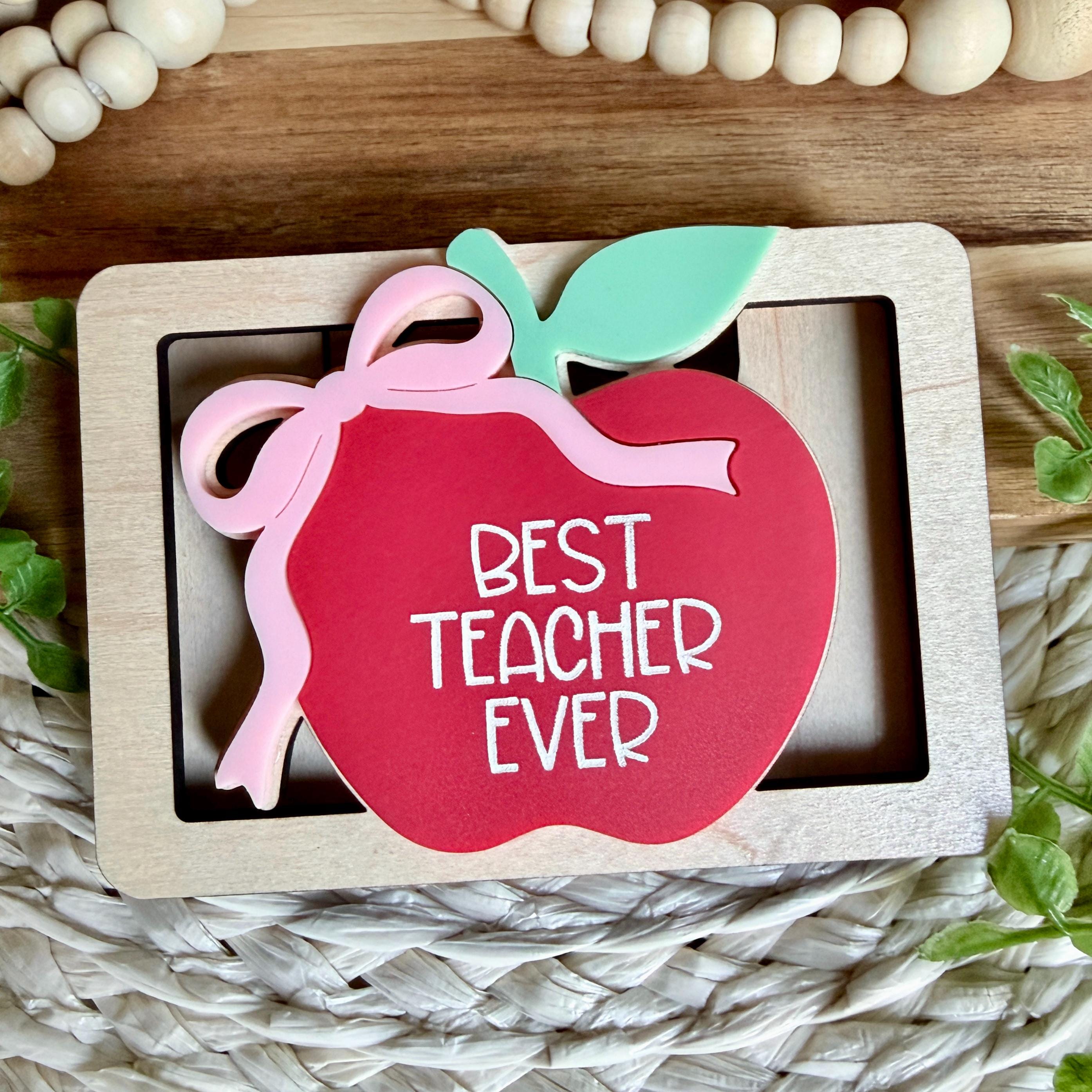 Teacher Gift Card Holder Apple Best Teacher Ever view 1