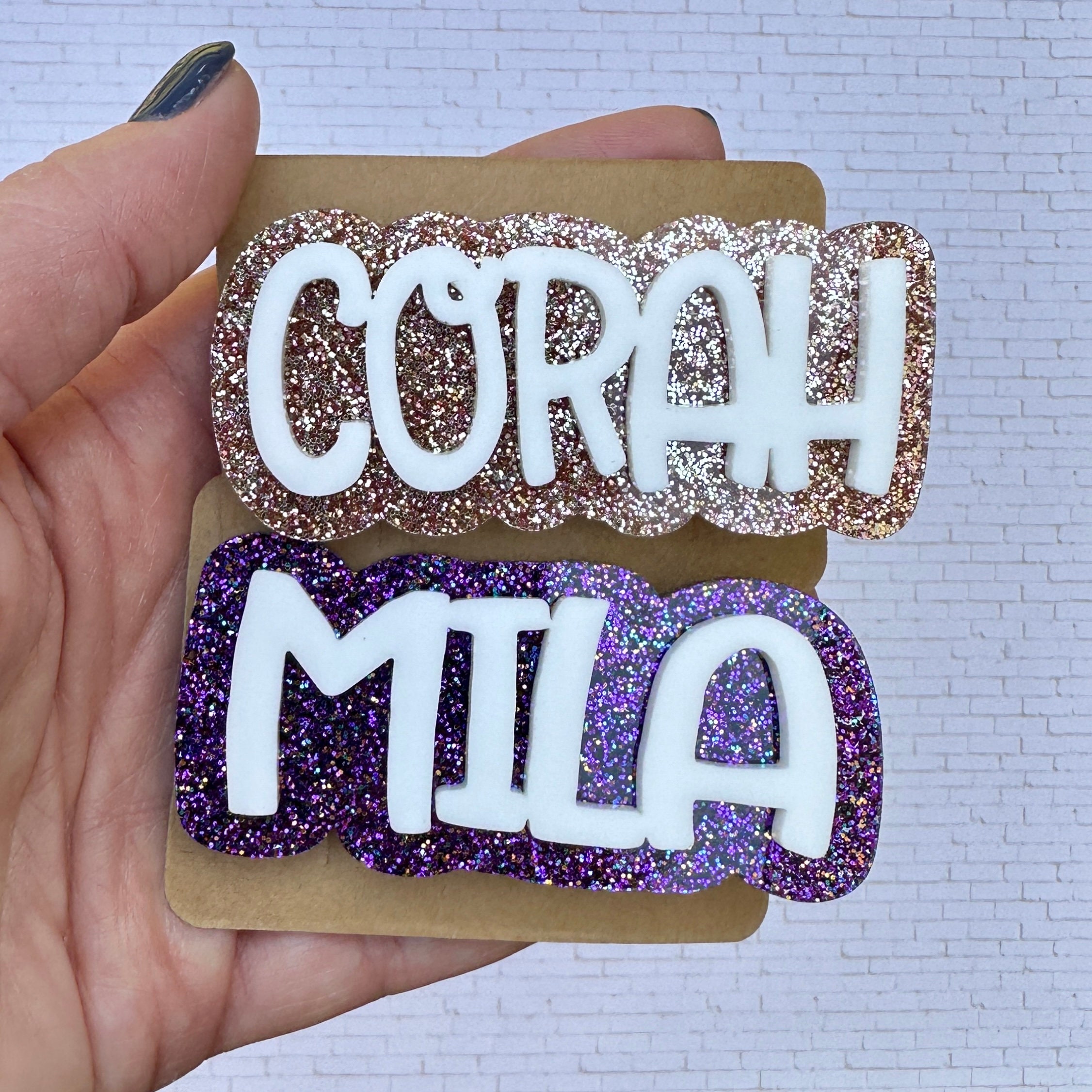 Personalized Name Hair Clip: Acrylic Alligator Clip Barrette view 3