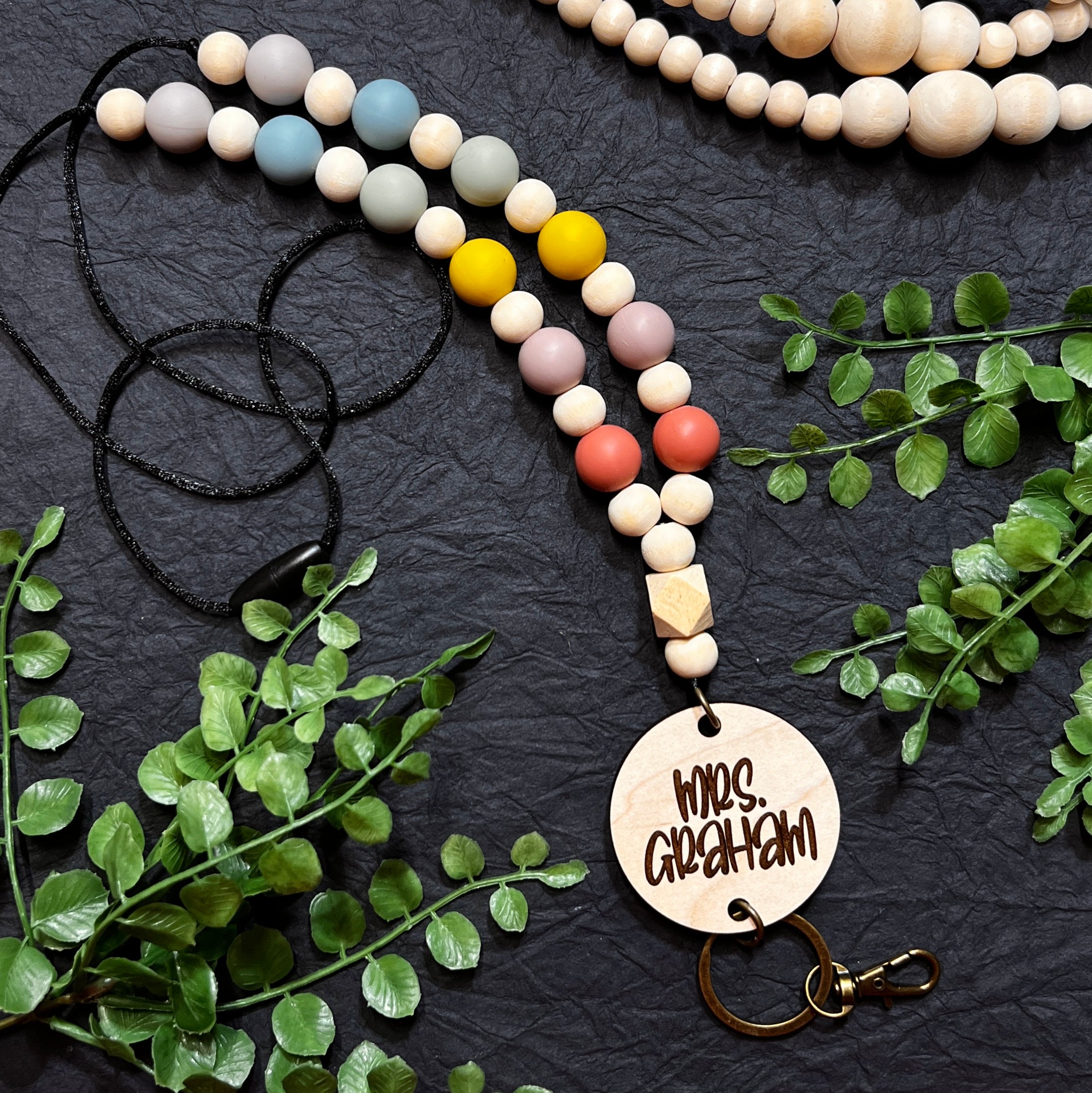 Wood Bead Lanyard | Silicone Bead Lanyard | Teacher Lanya...