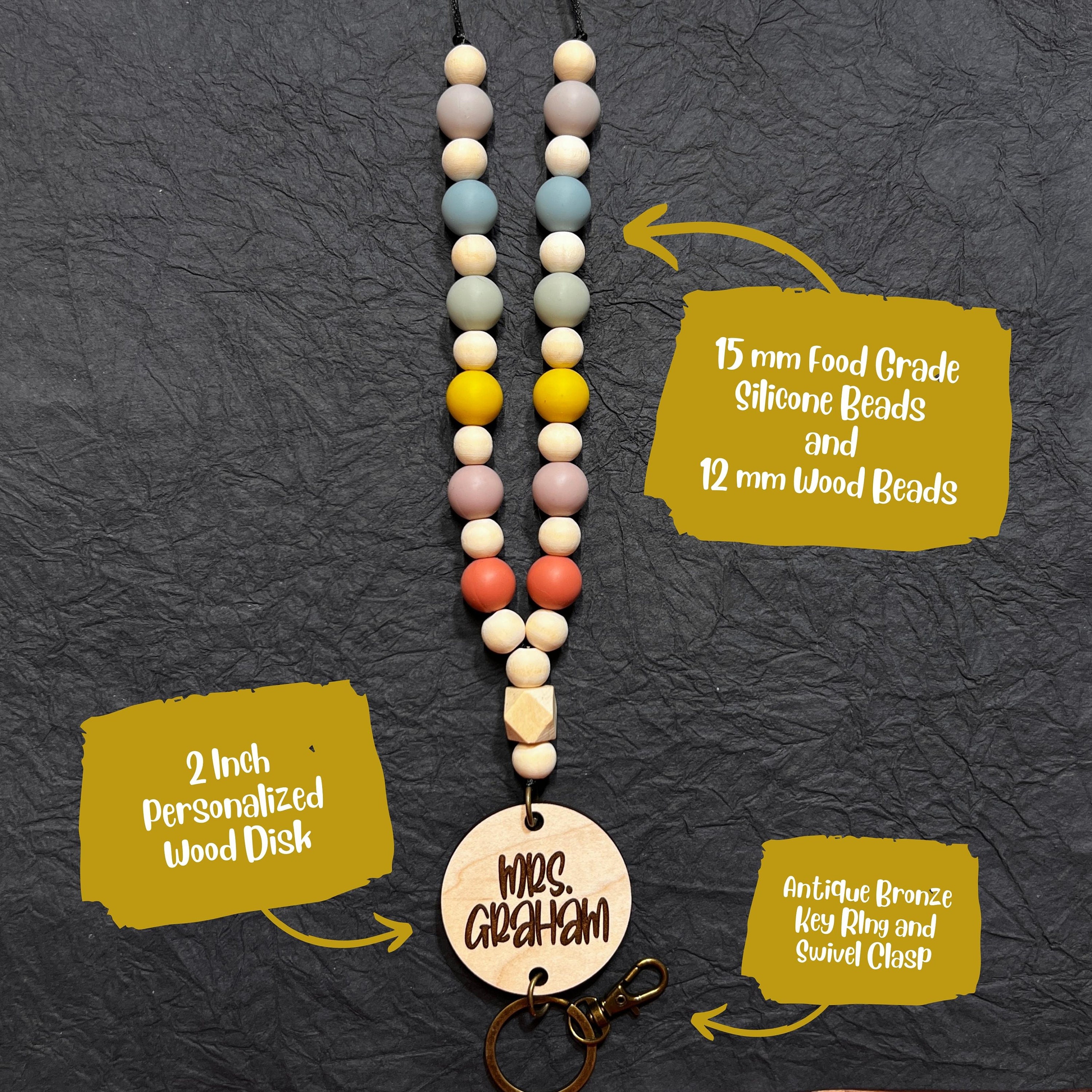 Wood Bead Lanyard view 2