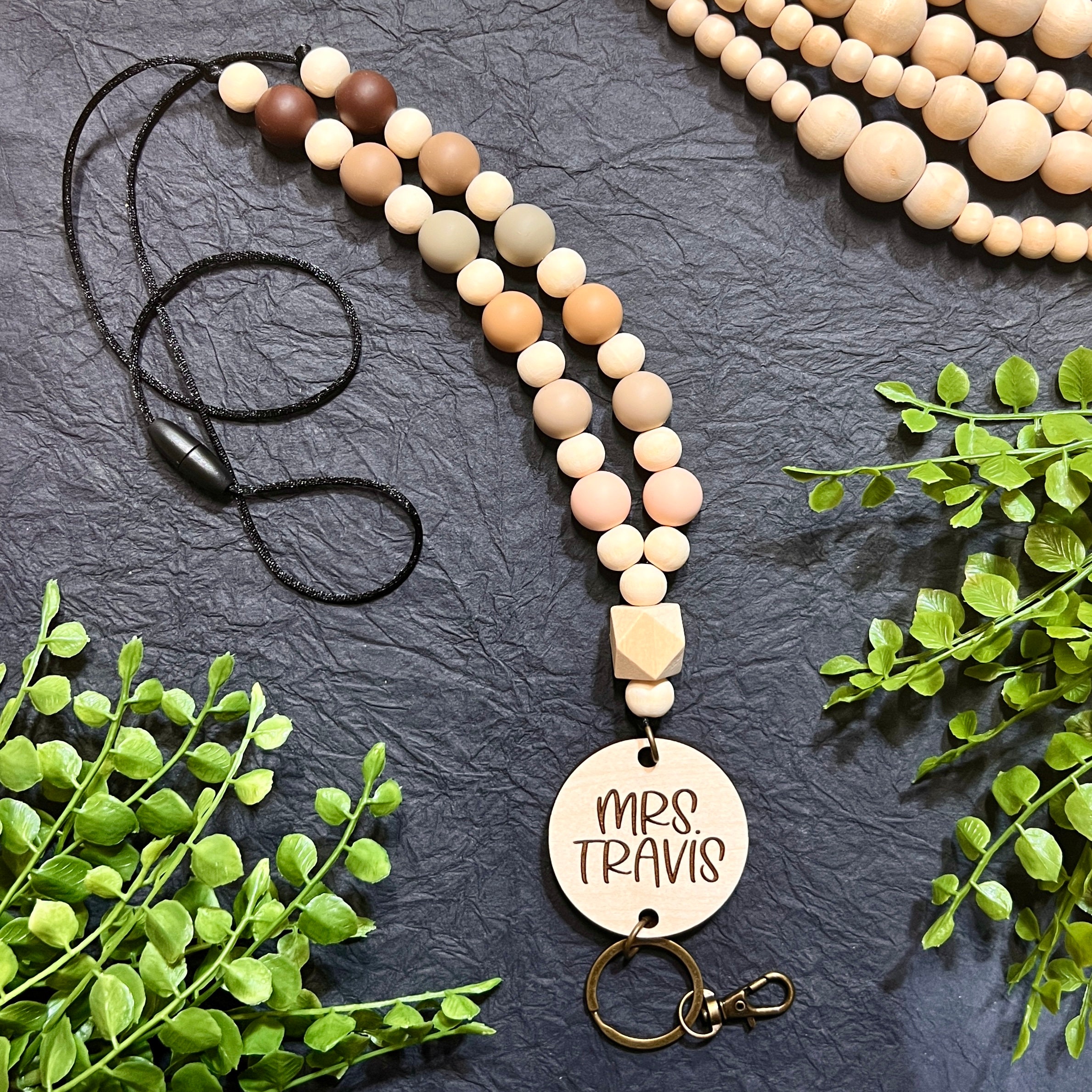 Wood Bead Lanyard | Silicone Bead Lanyard | Teacher Lanya...