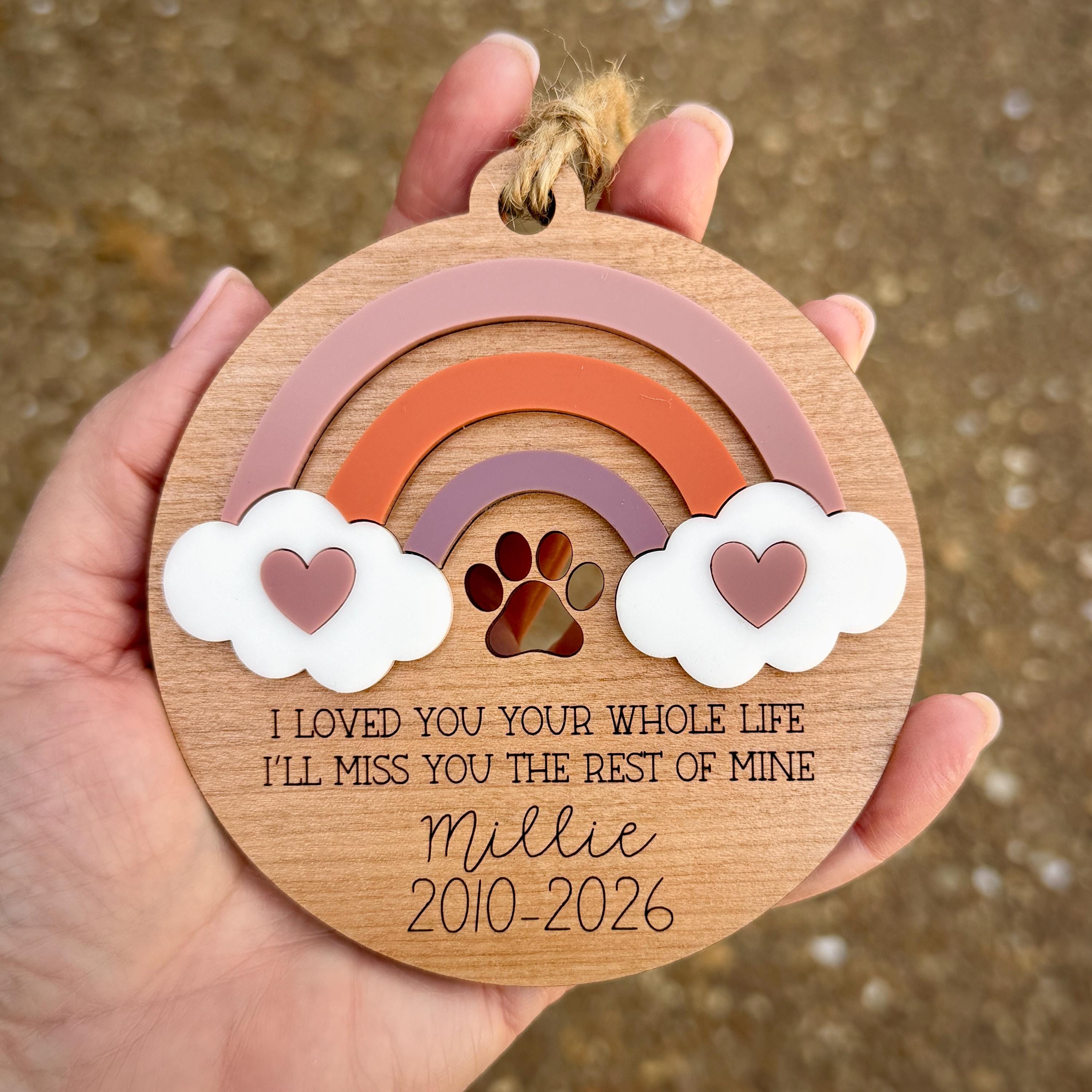 Pet Memorial Ornament Rainbow Bridge Personalized Pet Loss Gift view 2