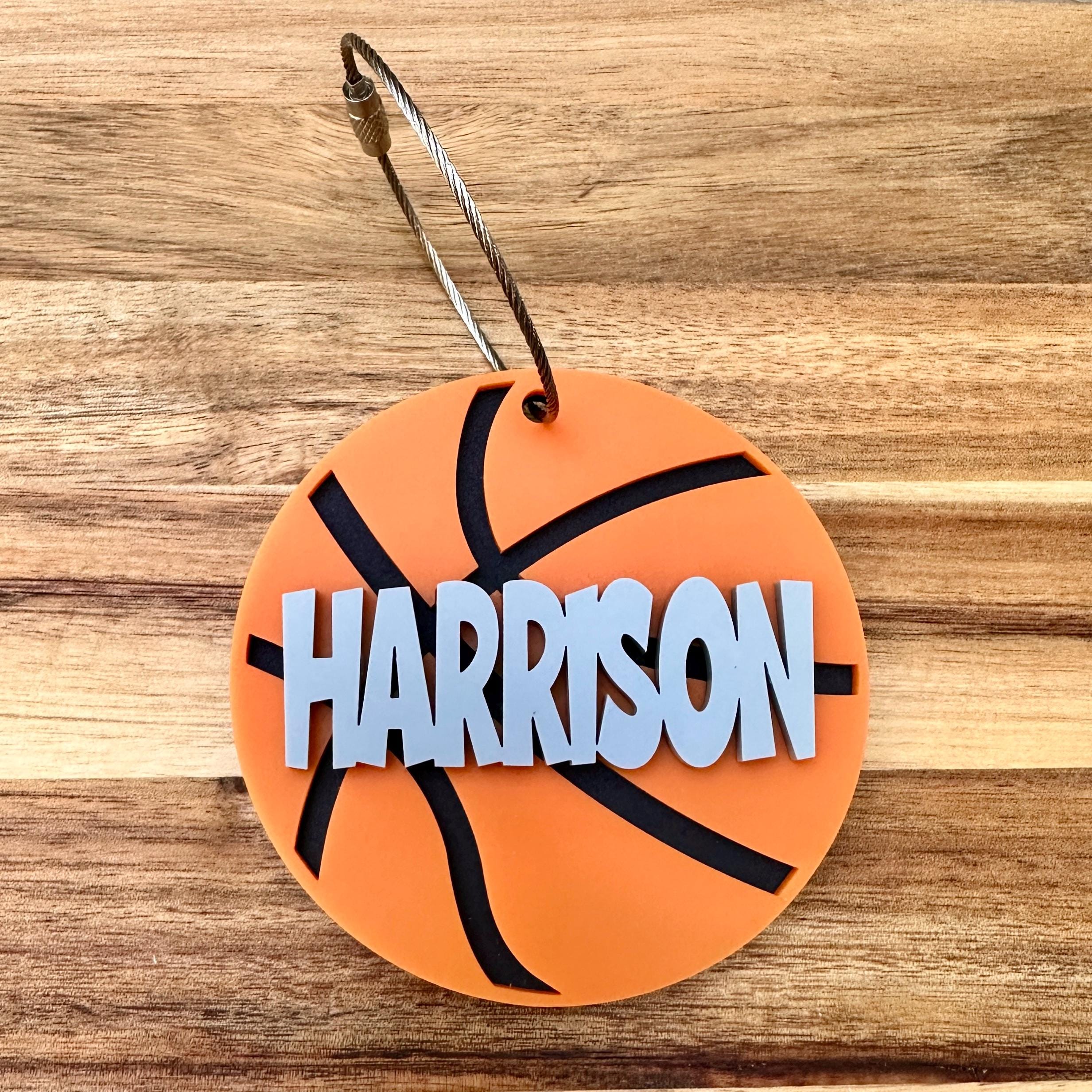 Personalized Basketball Backpack Tag: Matte or Glitter Acrylic Name view 2
