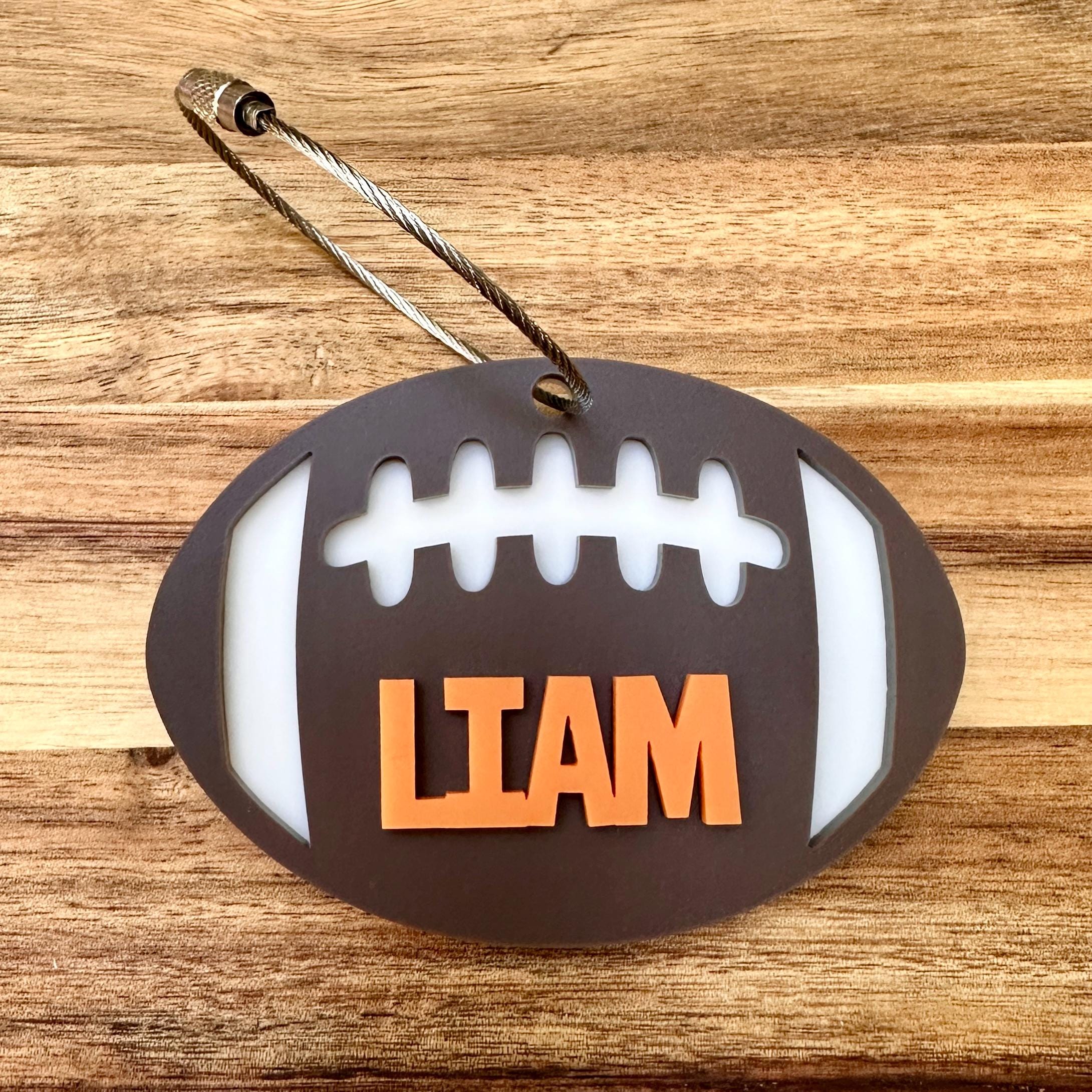 Personalized Football Backpack Tag: Acrylic Name Plate view 2