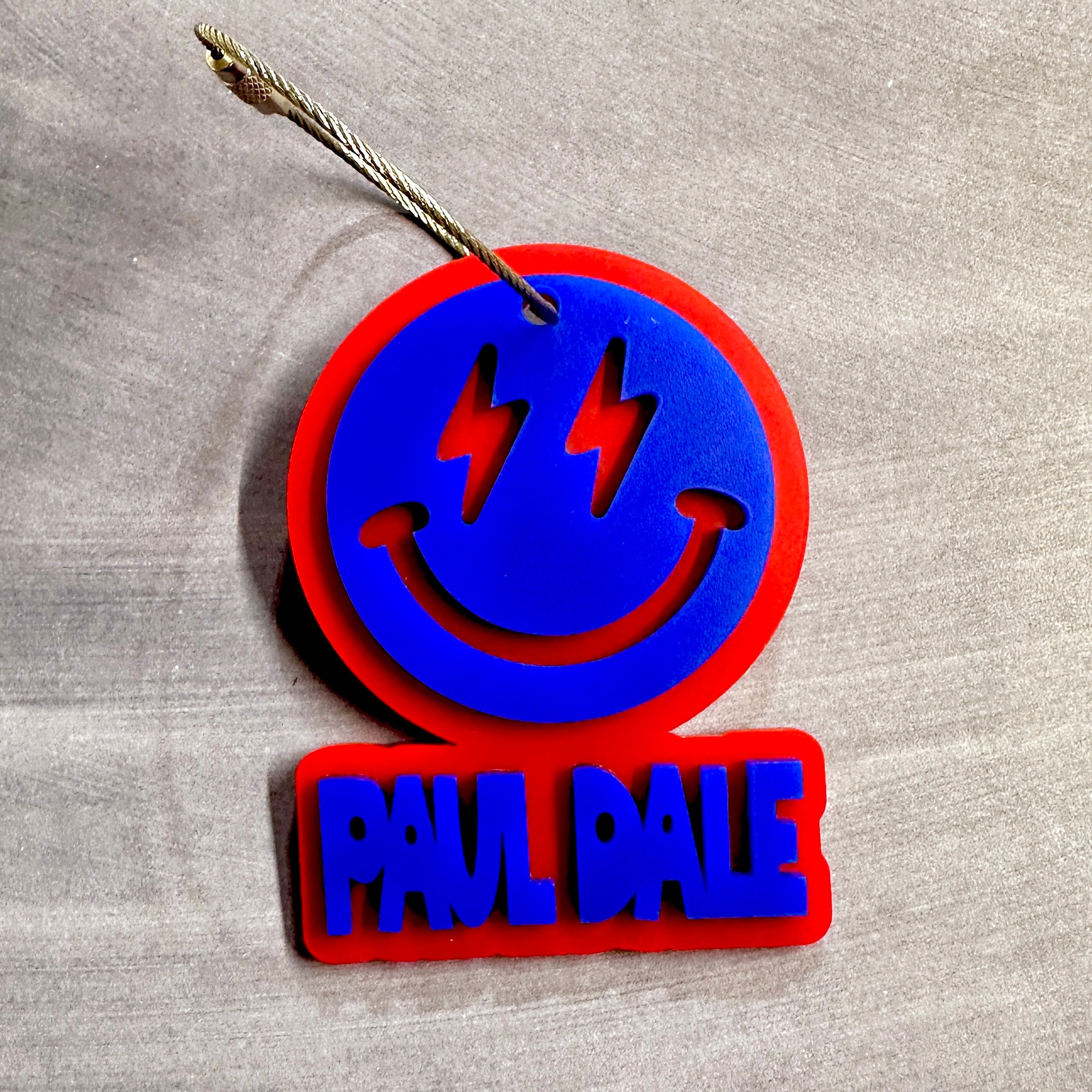 Personalized Acrylic Backpack Tag: Smiley Face, Custom Name view 3