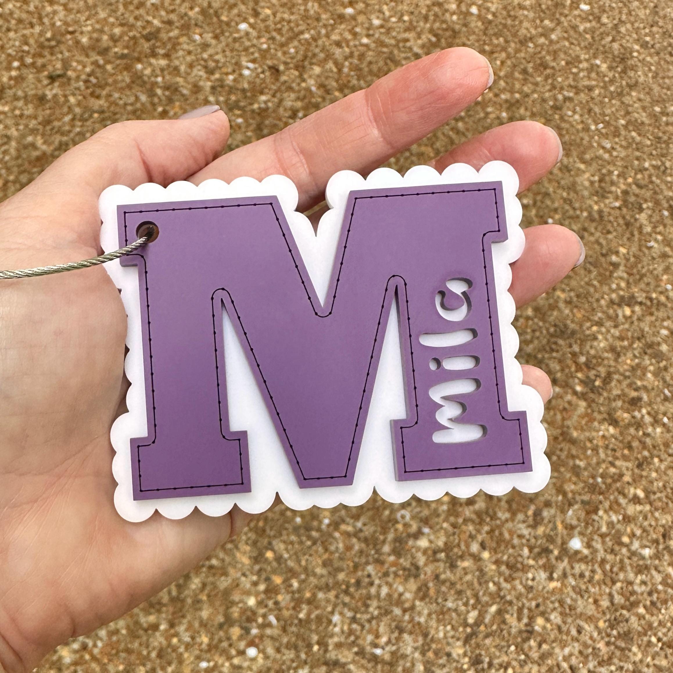 Personalized Acrylic Backpack Tag: Custom Initial Luggage Tag view 2