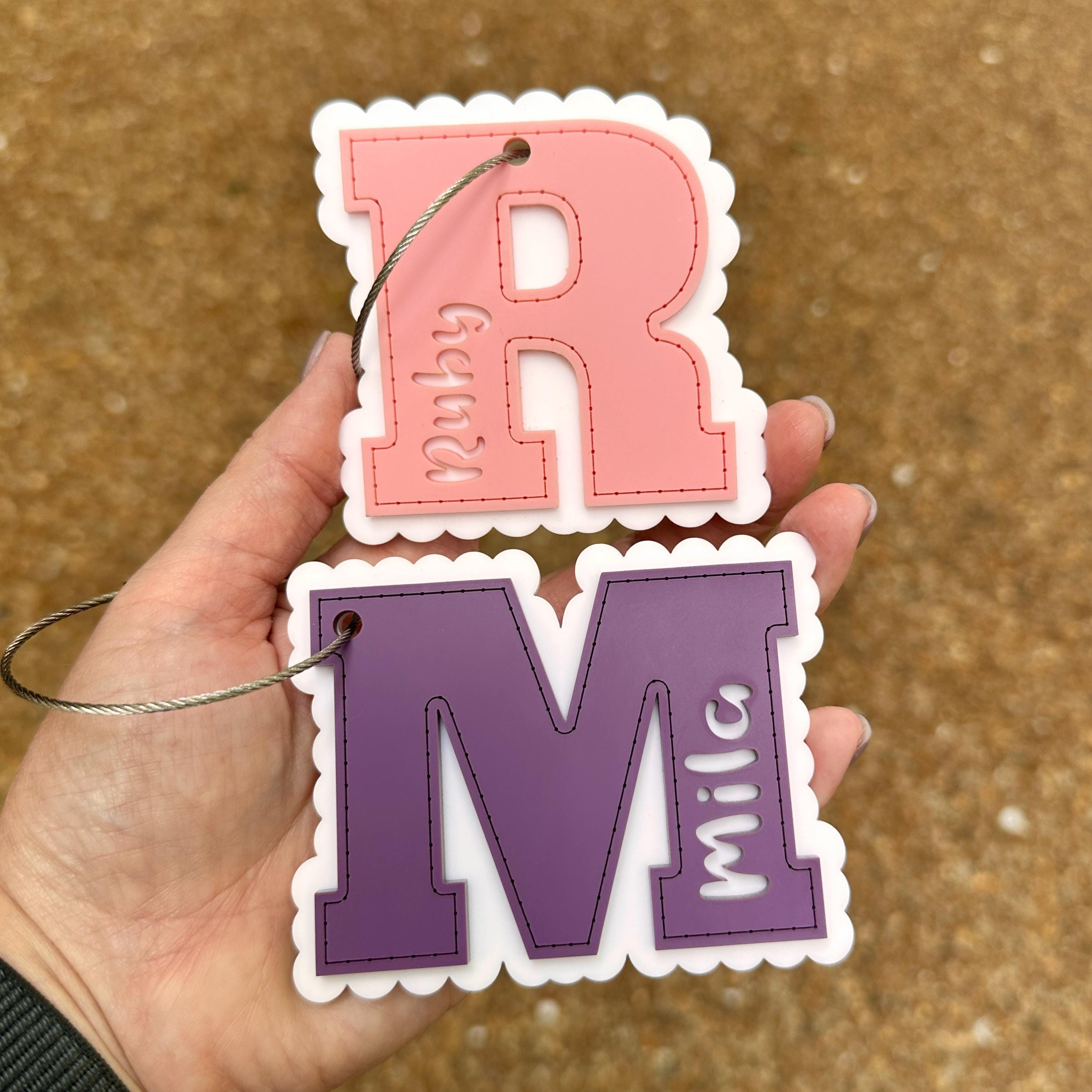 Personalized Acrylic Backpack Tag: Custom Initial Luggage Tag view 3