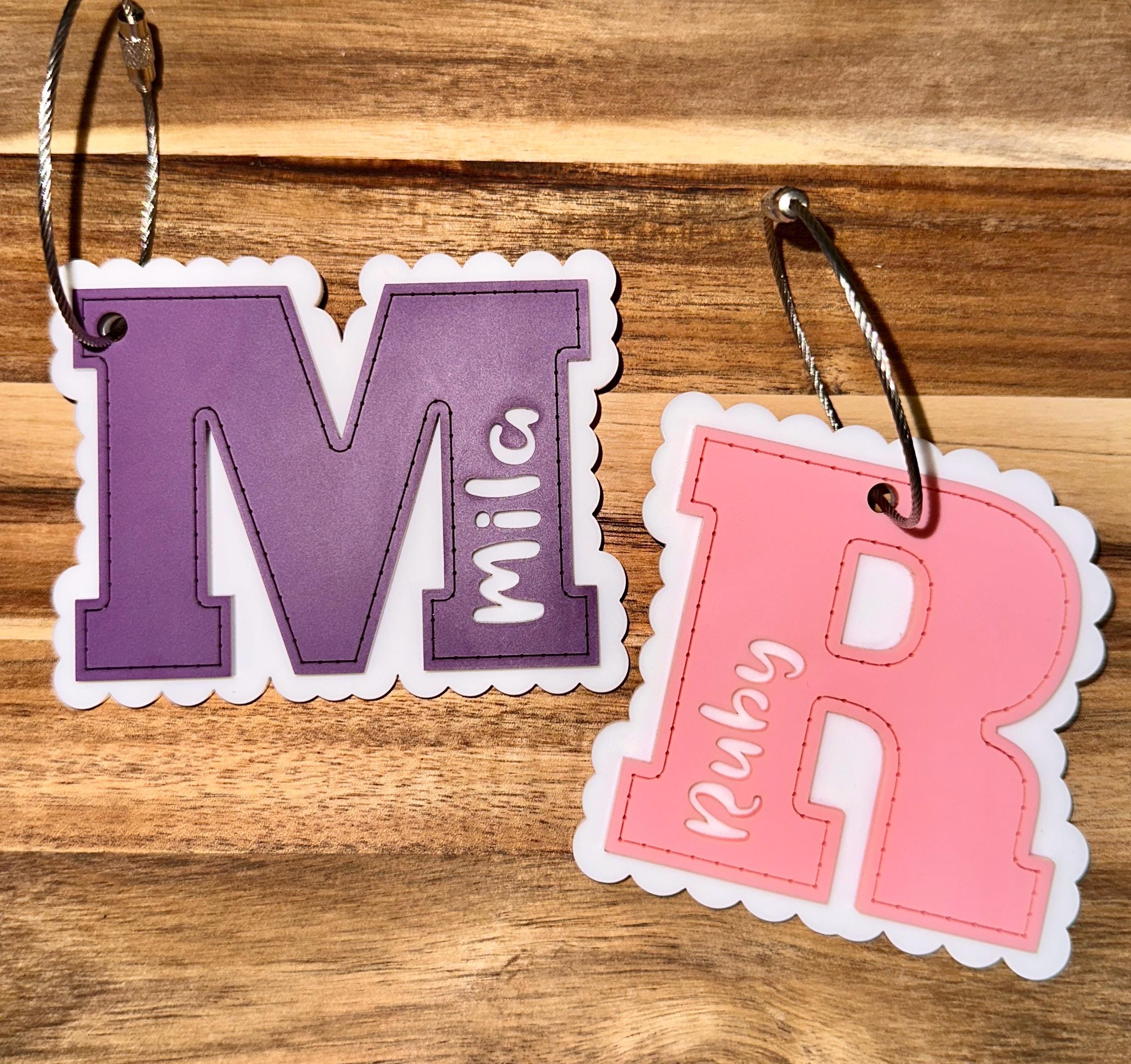 Personalized Acrylic Backpack Tag: Custom Initial Luggage Tag view 4