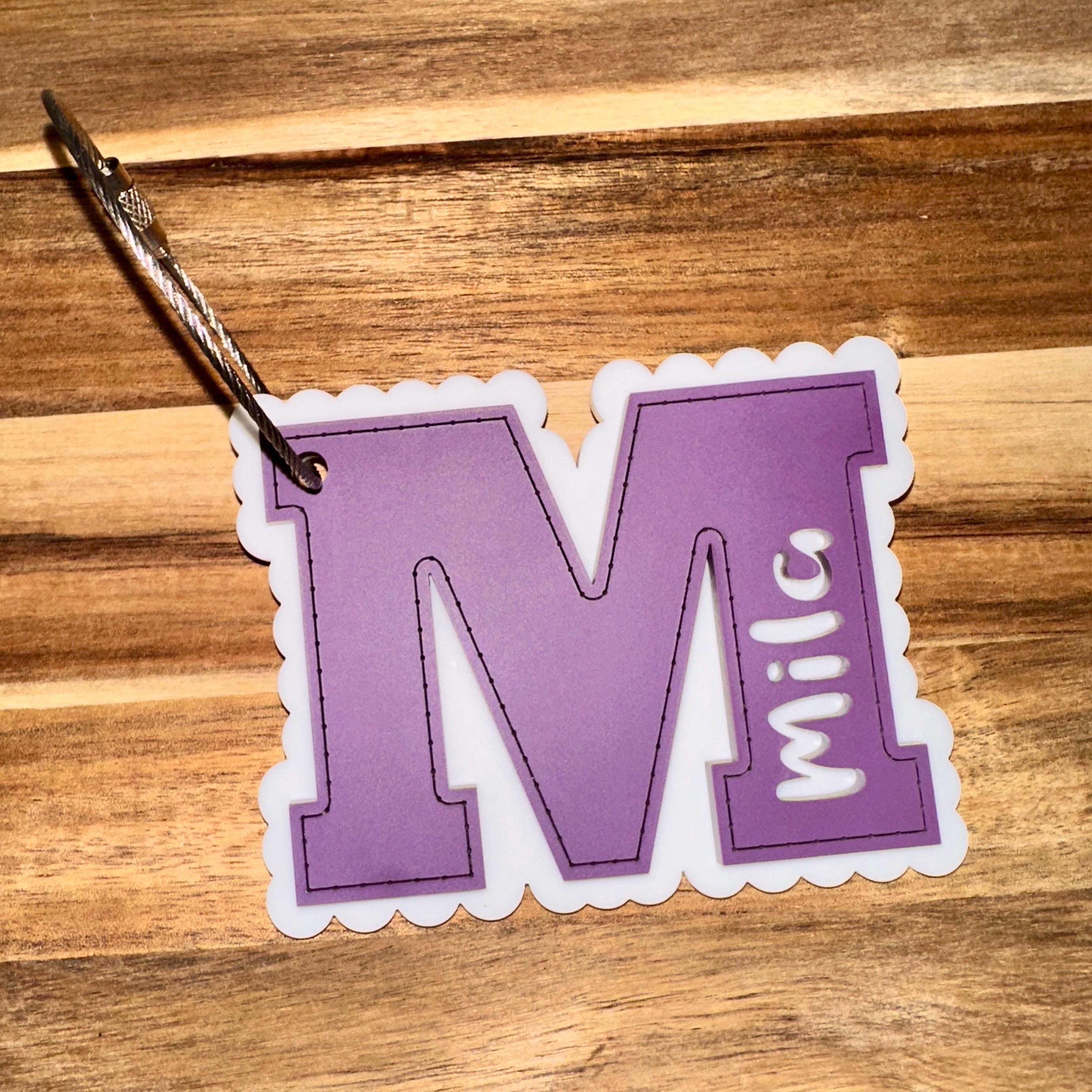 Personalized Acrylic Backpack Tag: Custom Initial Luggage Tag view 5