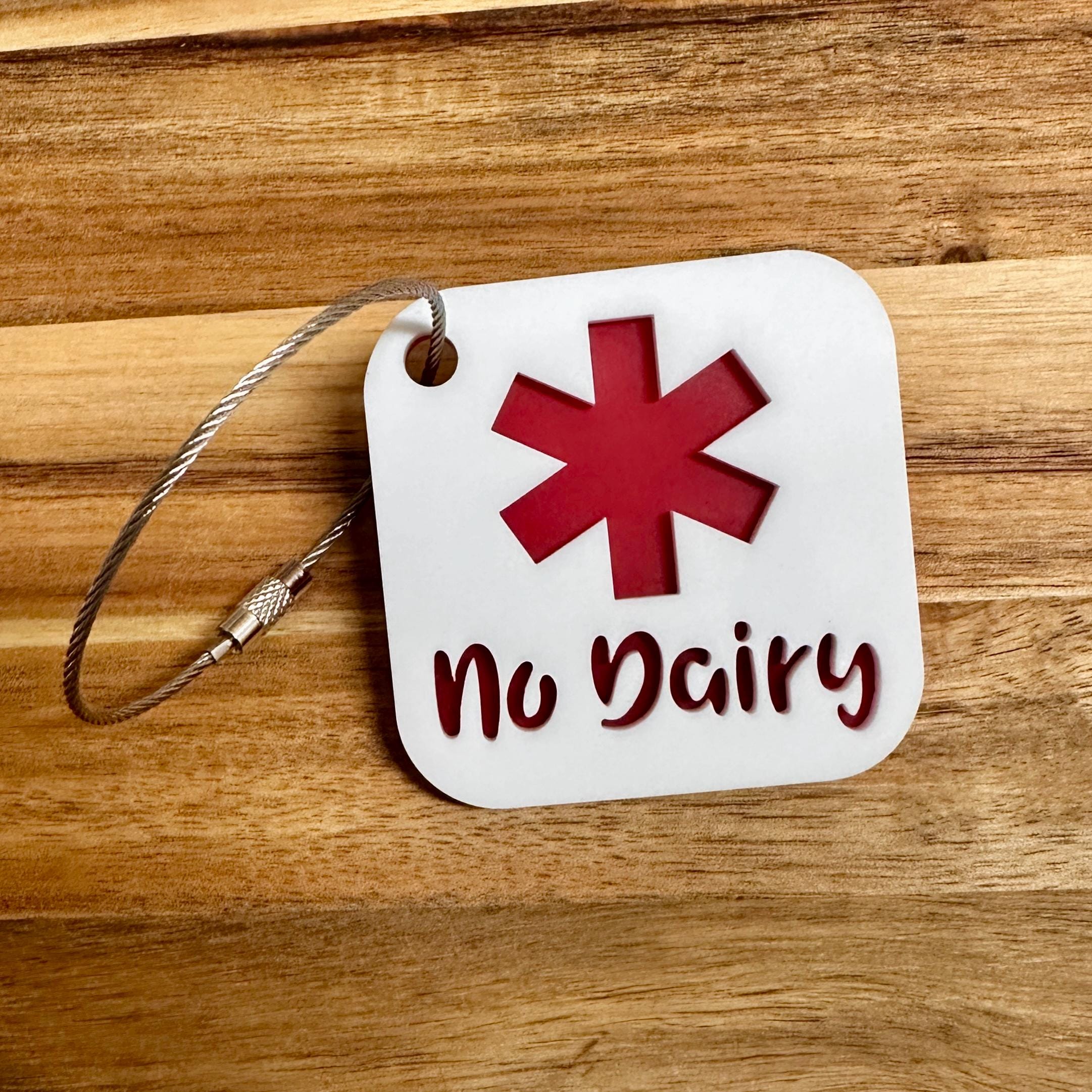 Allergy Alert Acrylic Bag Tag: Medical ID Keychain