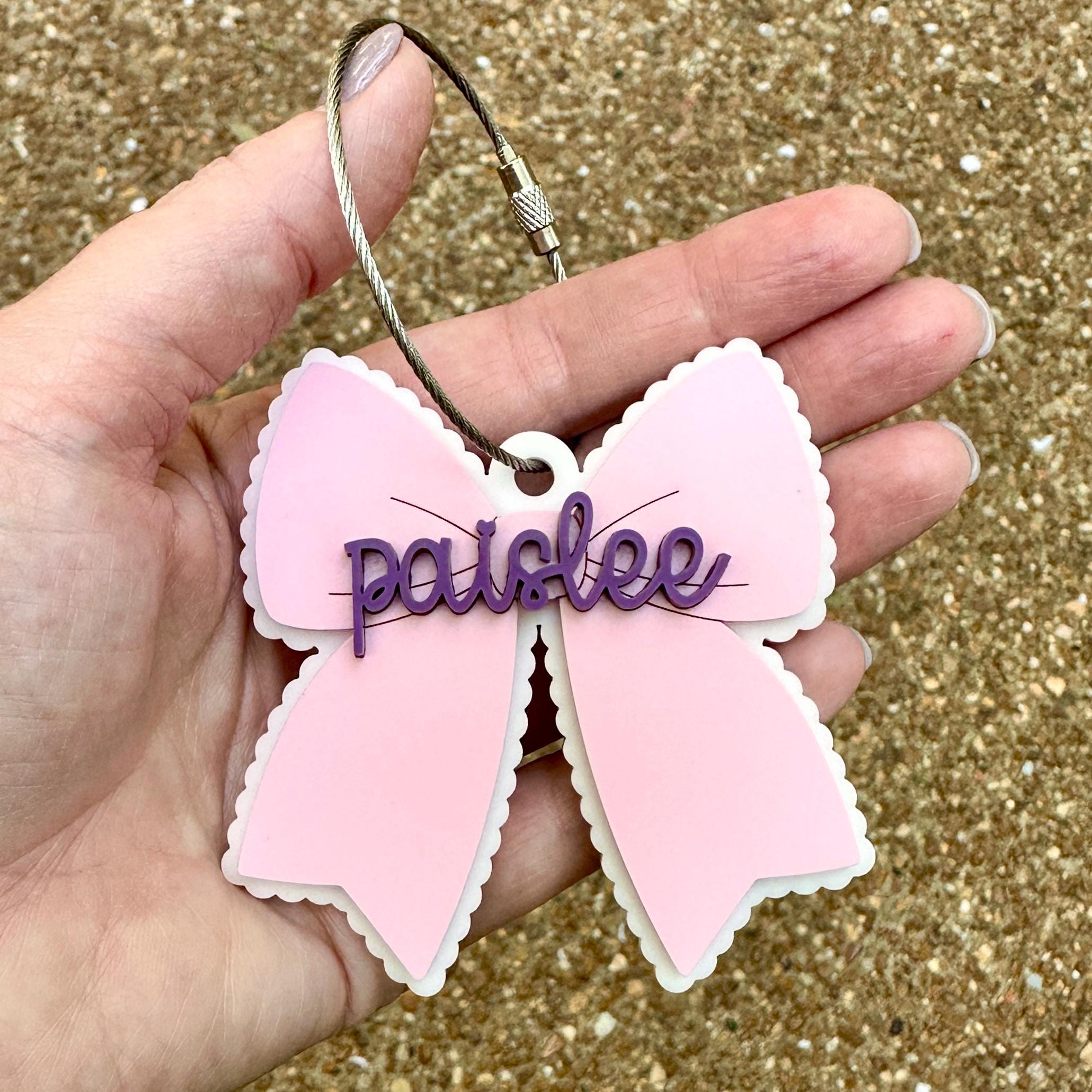 Personalized Acrylic Backpack Tag: Custom Name, Bow...