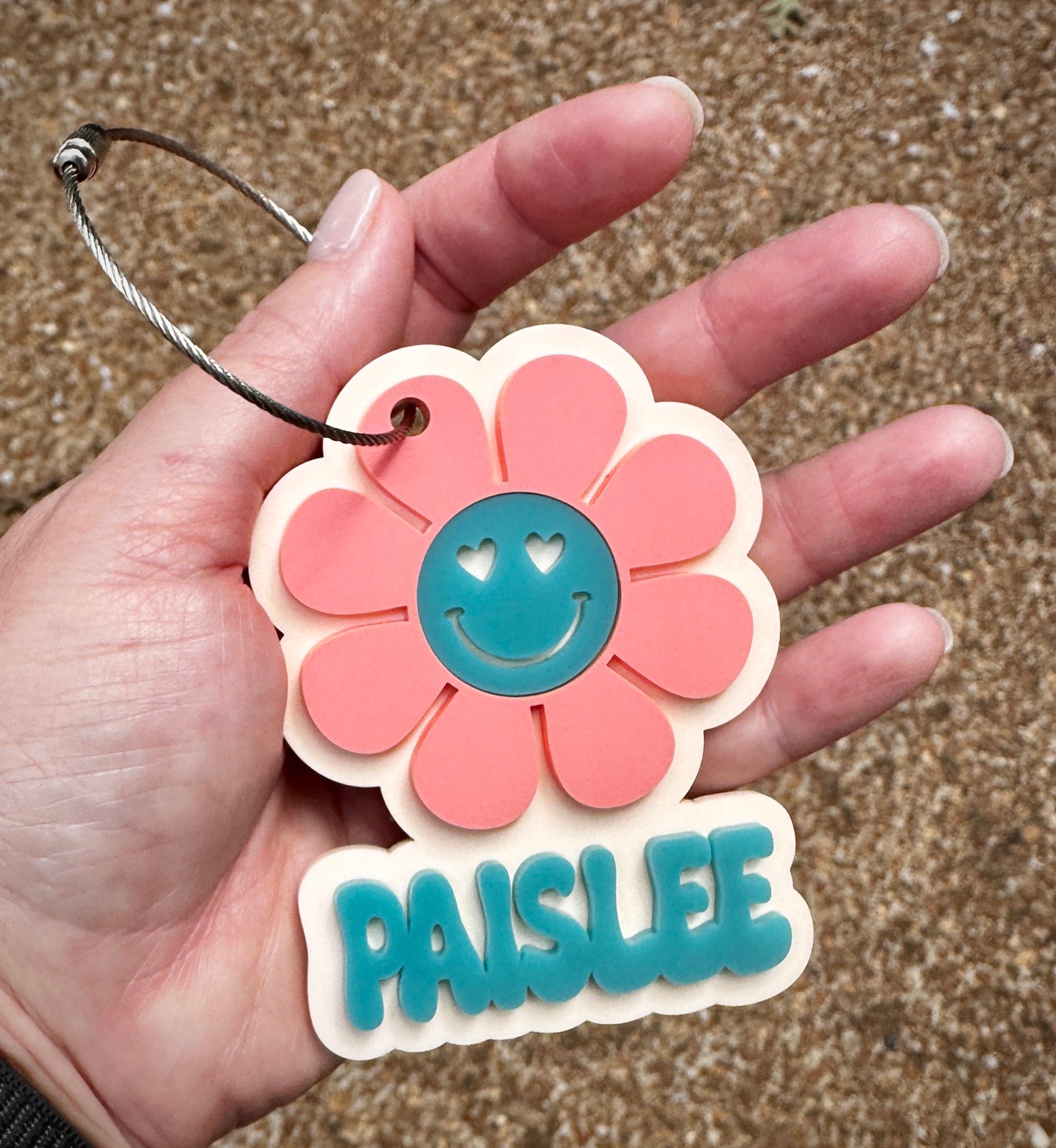 Personalized Flower Acrylic Backpack Tag - Custom Name
