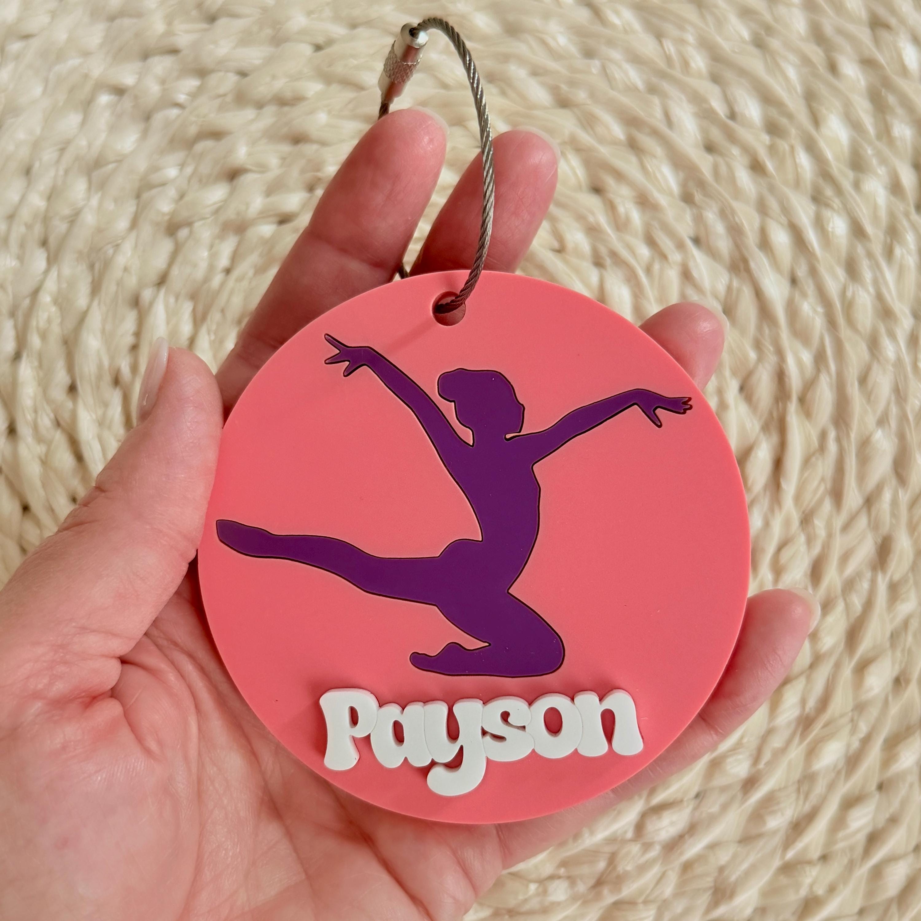 Personalized Gymnastics Bag Tag, Custom Gymnast Name Tag view 1