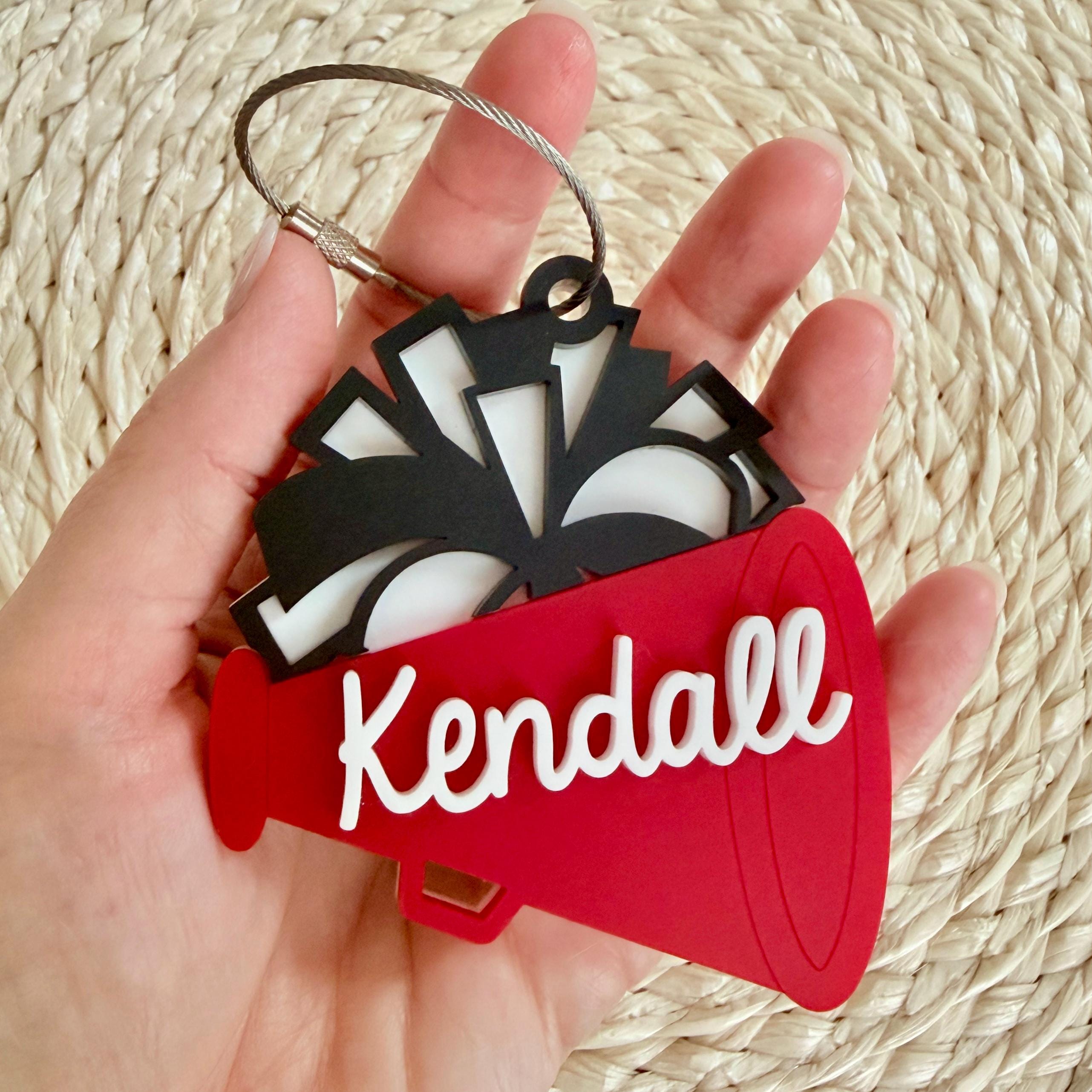 Personalized Cheer Bag Tag, Custom Megaphone Name Tag view 1