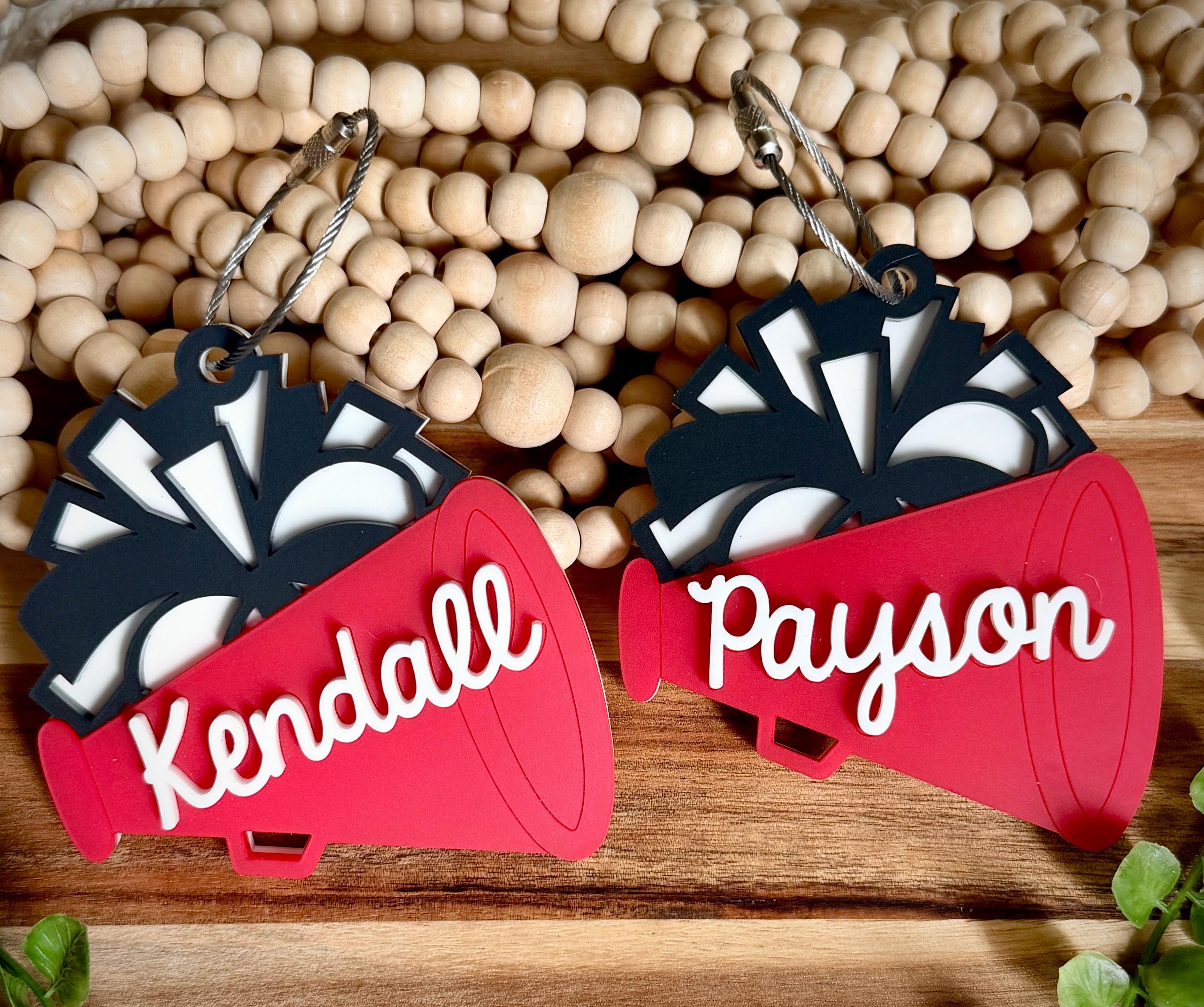 Personalized Cheer Bag Tag, Custom Megaphone Name Tag view 2