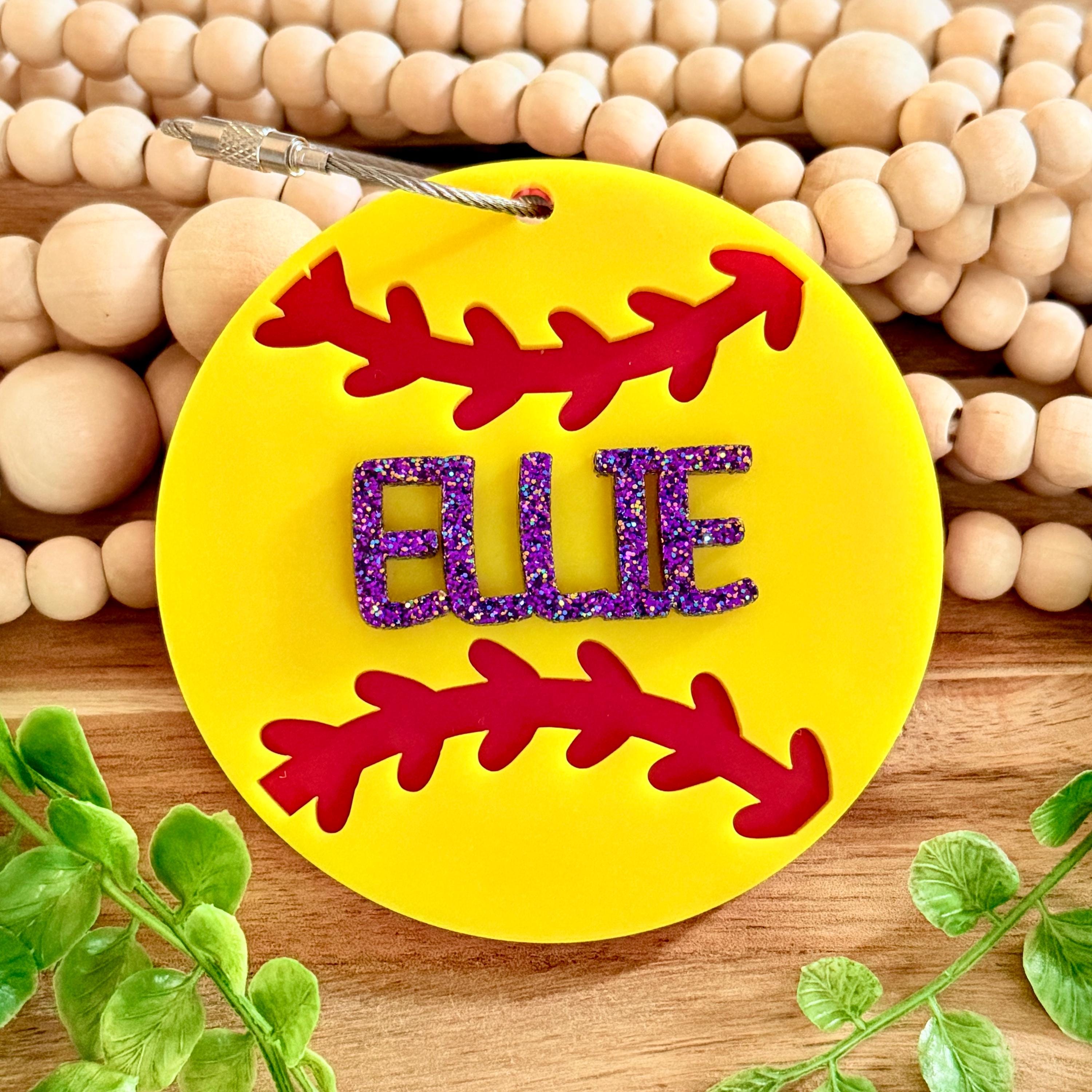 Personalized Softball Bag Tag with Name view 1