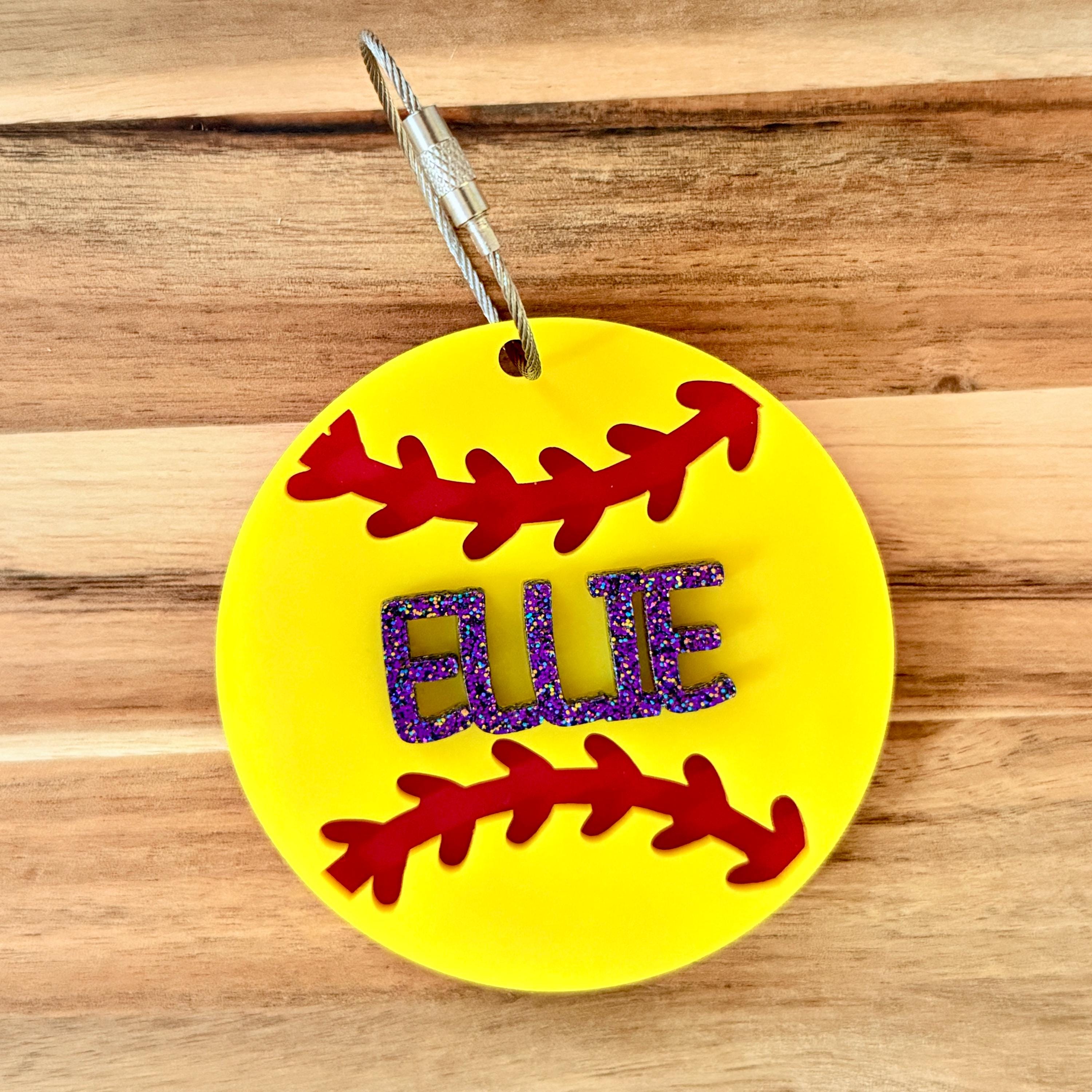 Personalized Softball Bag Tag with Name view 2