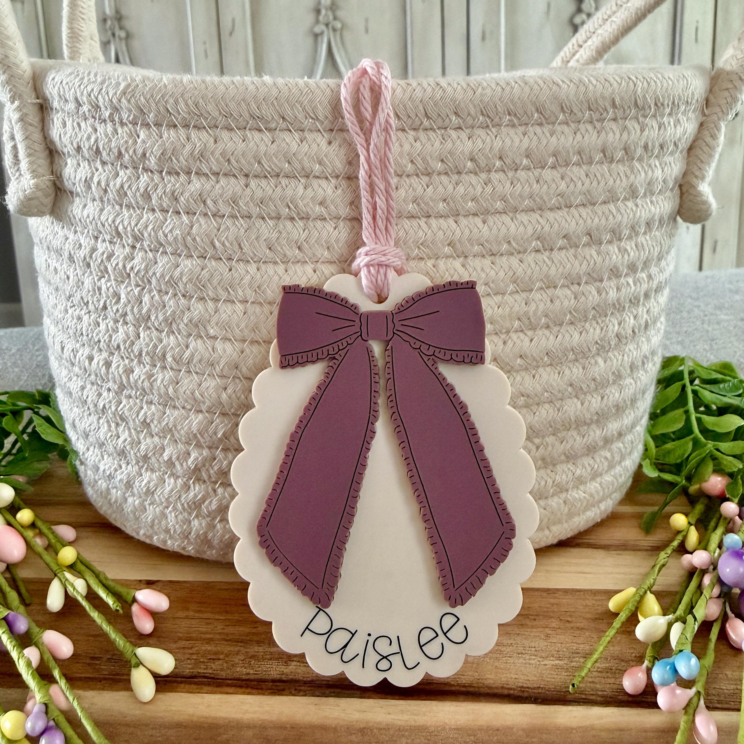 Personalized Easter Basket Tag with Bow view 2
