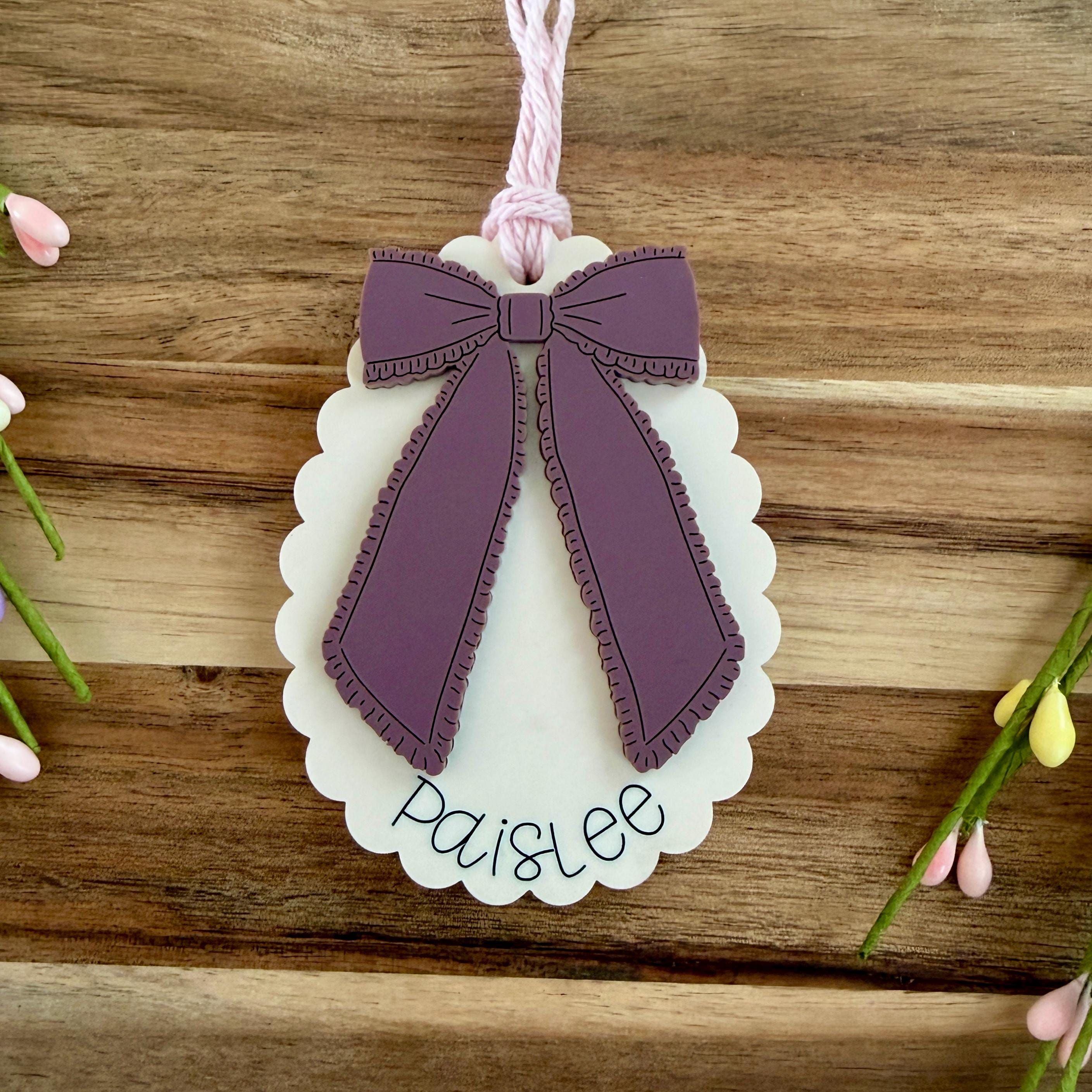 Personalized Easter Basket Tag with Bow view 3