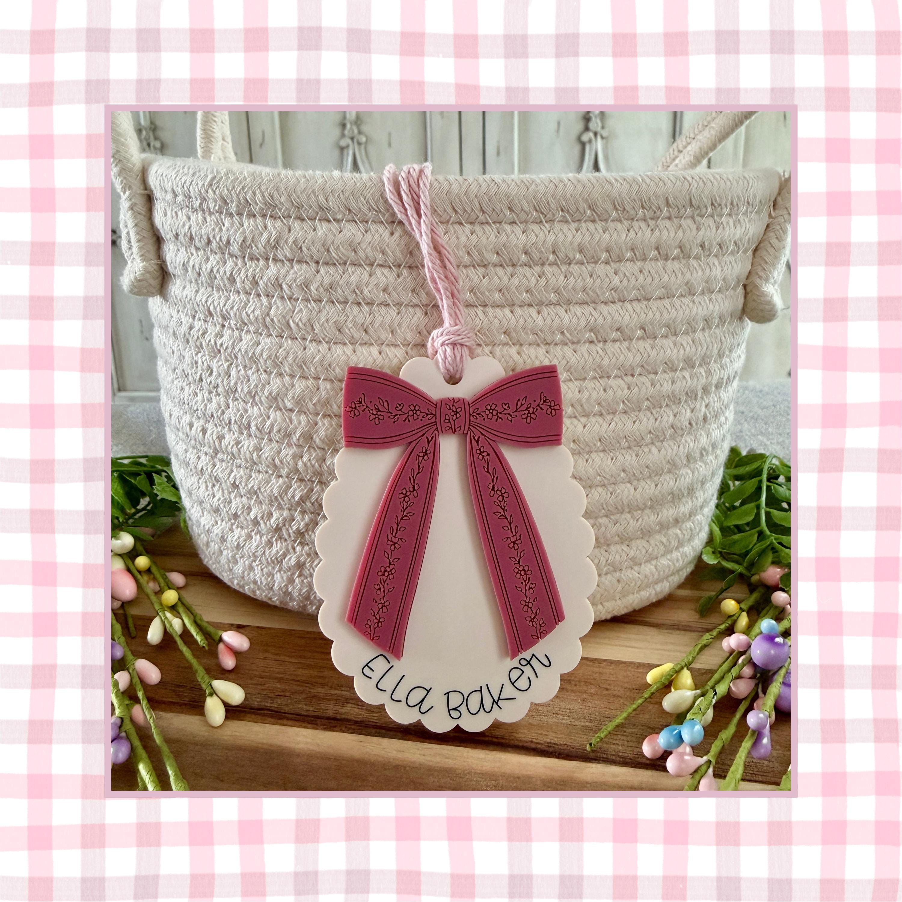 Personalized Easter Basket Tag with Bow view 1