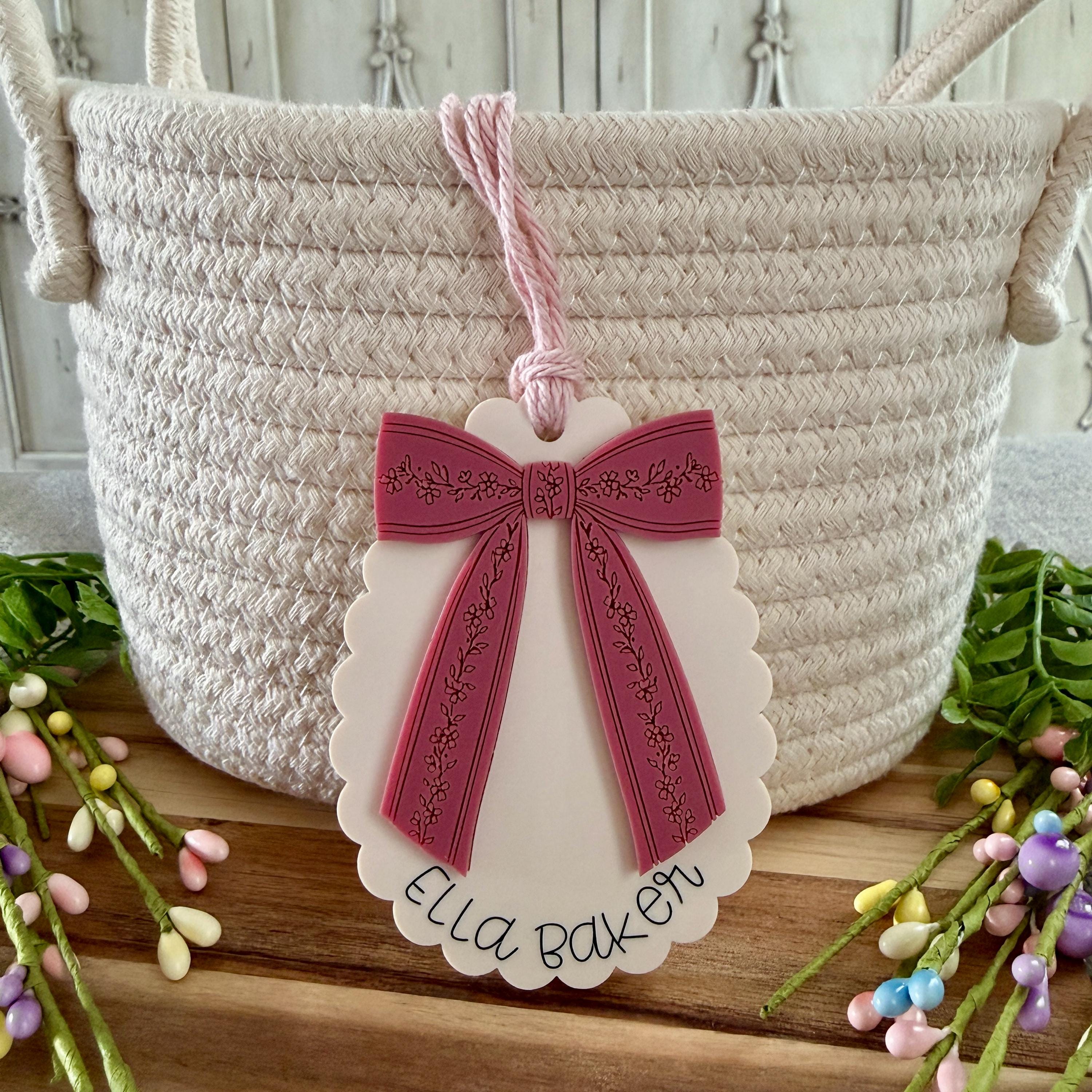 Personalized Easter Basket Tag with Bow view 2