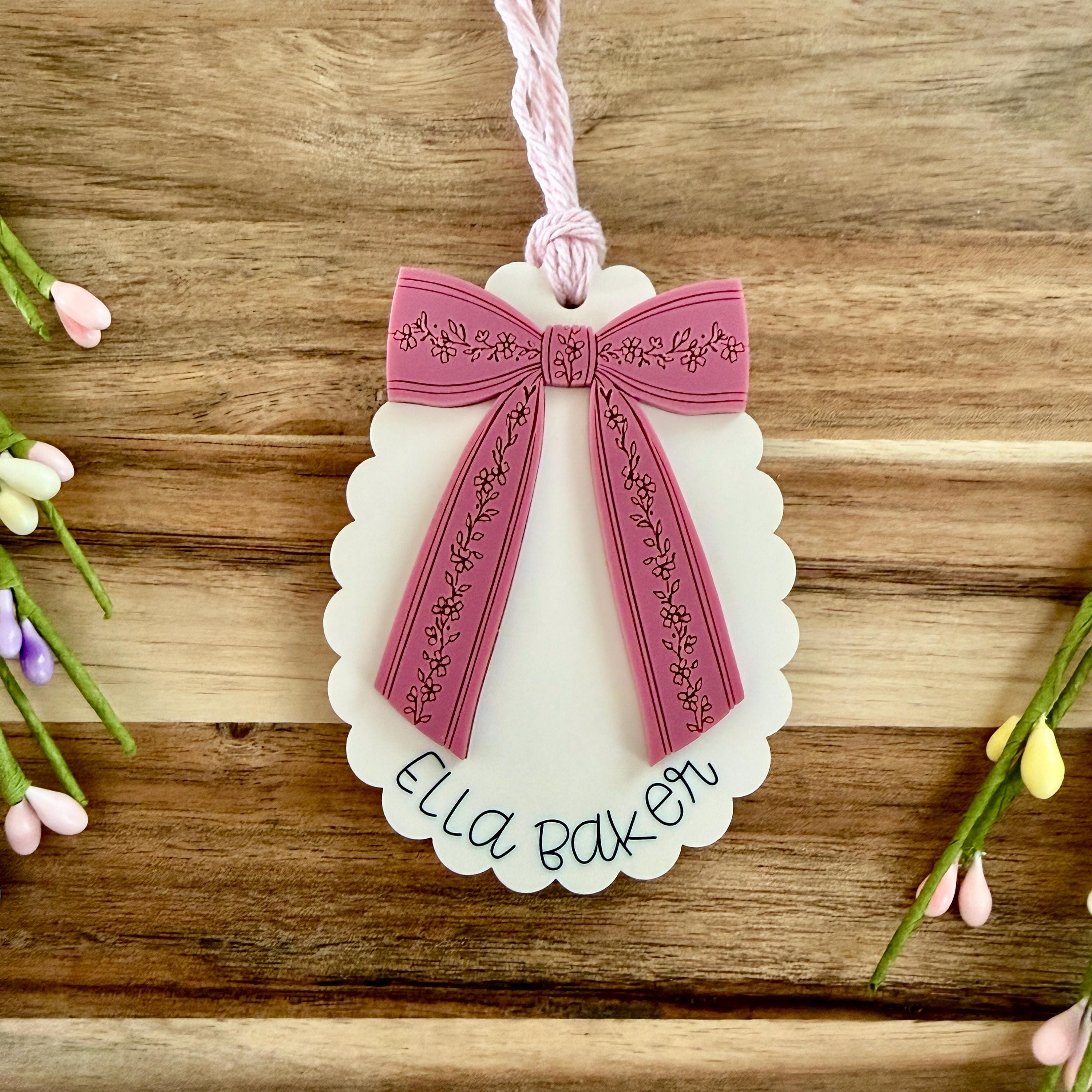 Personalized Easter Basket Tag with Bow view 3