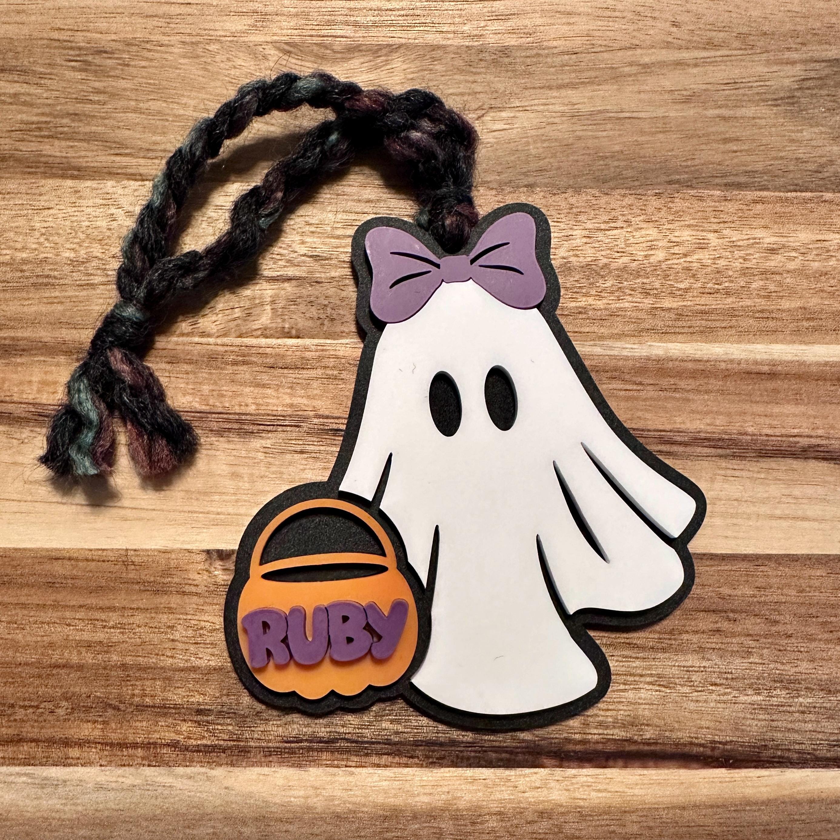 Halloween Basket Tag Boo Basket Tag Acrylic Ghost Tag Personalized Boo Basket Tag Custom Halloween Tag Spooky Season Tag Trick Treat Tag view 3