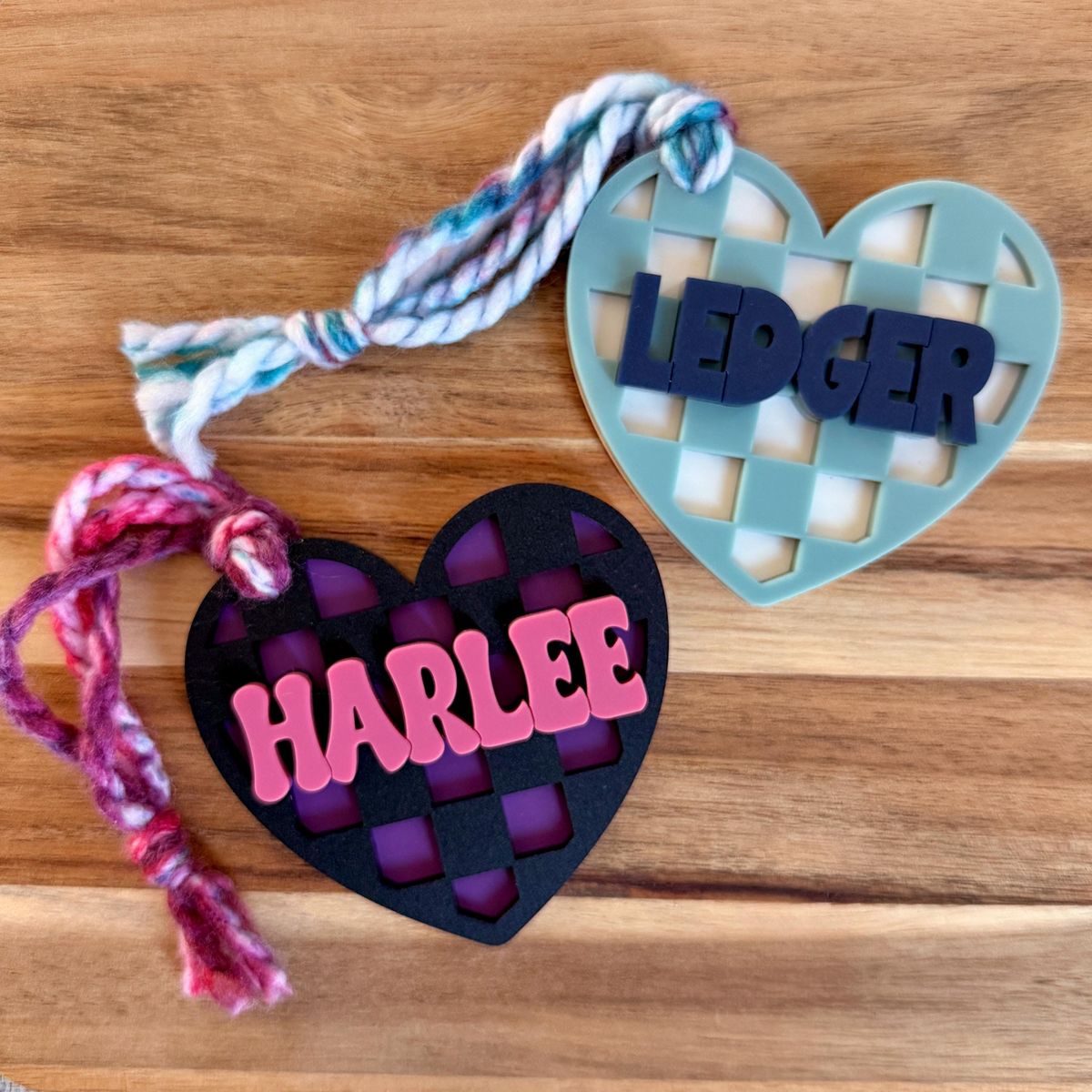 Checkerboard Heart Personalized Valentines Day Tag view 2