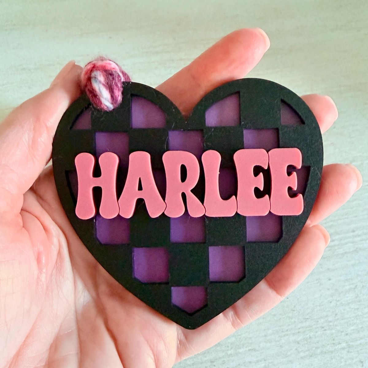Checkerboard Heart Personalized Valentines Day Tag view 5